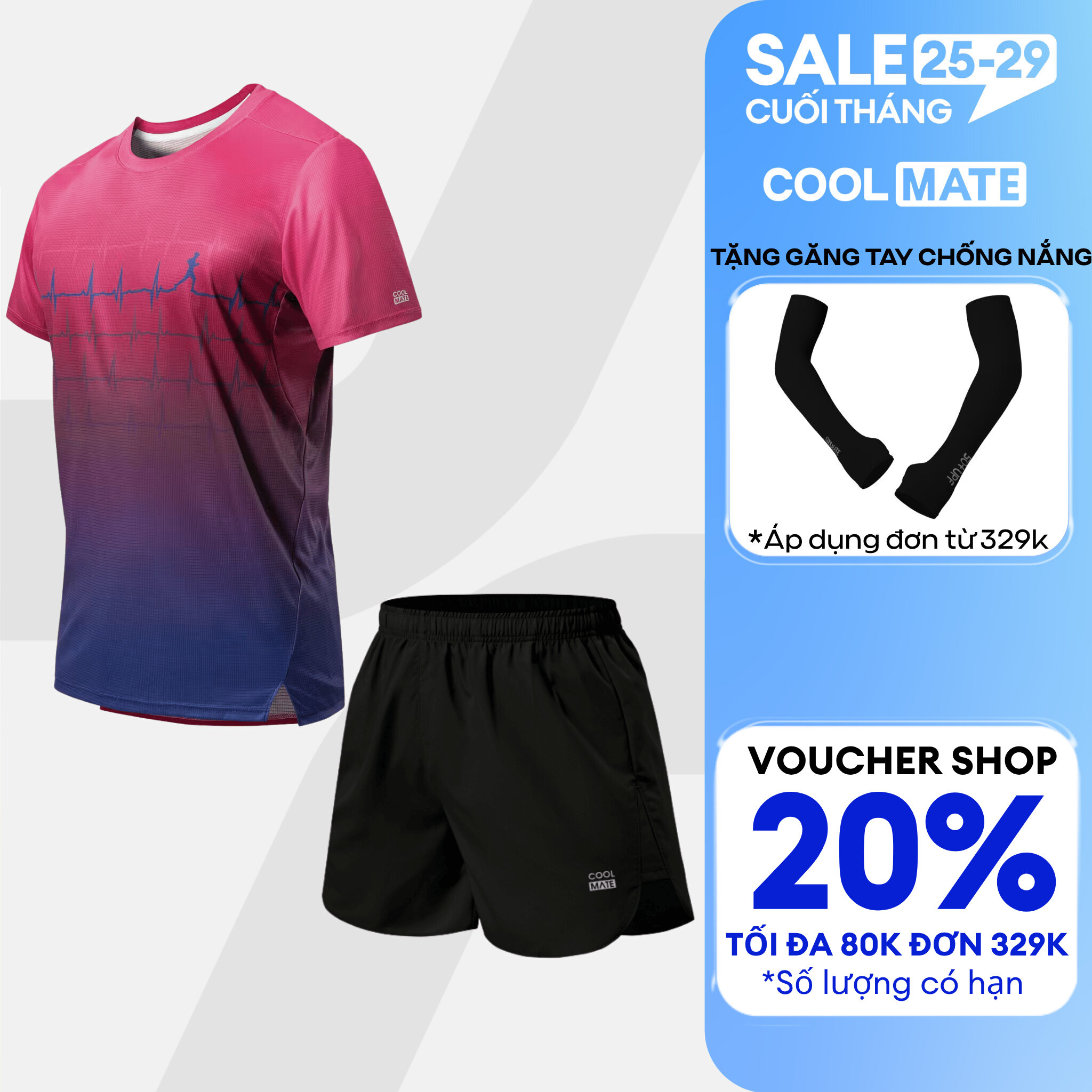 [TẶNG QUÀ ĐƠN TỪ 329K]Set đồ chạy bộ Áo Thun Nam thể thao Graphic và Quần short Maxcool thoáng khí, thoải mái Coolmate