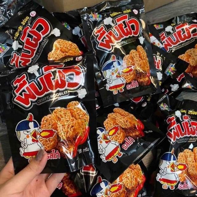 Lốc 12 gói mì tôm ăn sống vị gà cay thái lan 38gr dạng viên