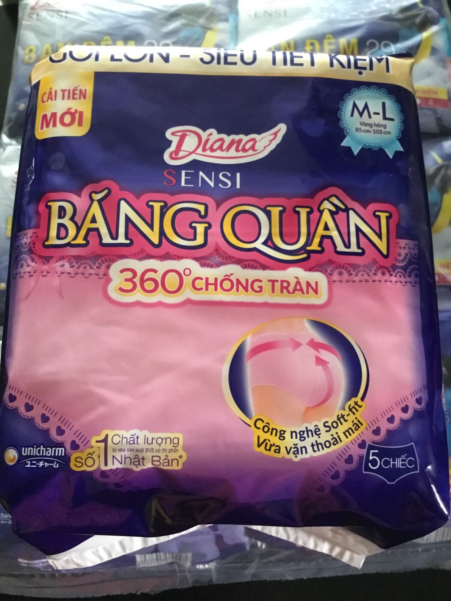 Combo 8 Gói Băng Vệ Sinh Diana Sensi Băng Quần size M-LMỗi gói 5 miếng