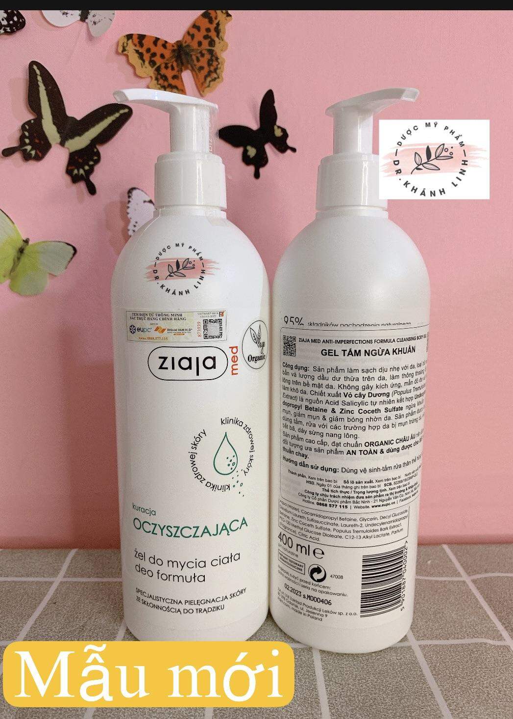 Gel Tắm Ziaja Ngừa Khuẩn, Ziaja Med Anti Imperfections Formula Cleansing Body Gel 400ml, Sữa Tắm Ziaja Med