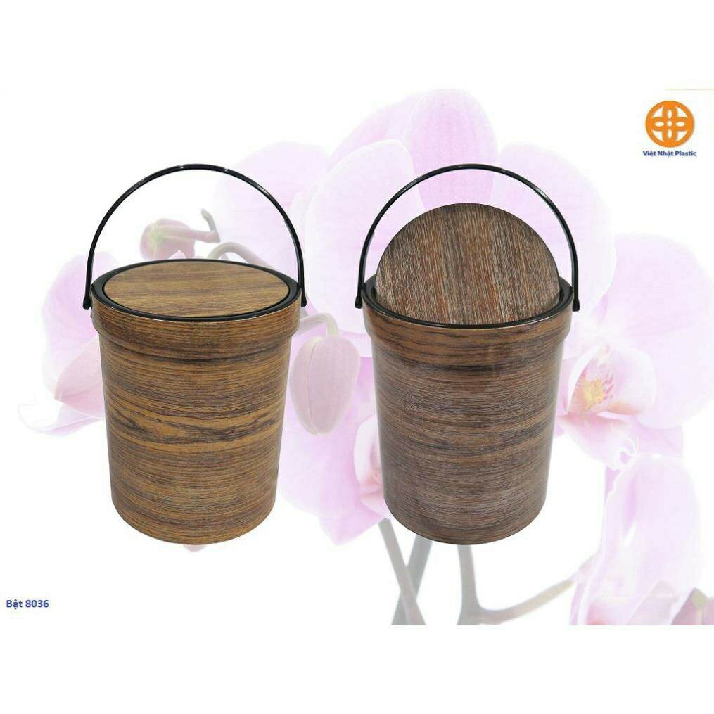 Thùng đựng rác lật giả vân gỗ Việt Nhật