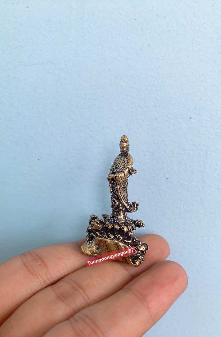 Tượng đồng phật bà quan âm đứng mini