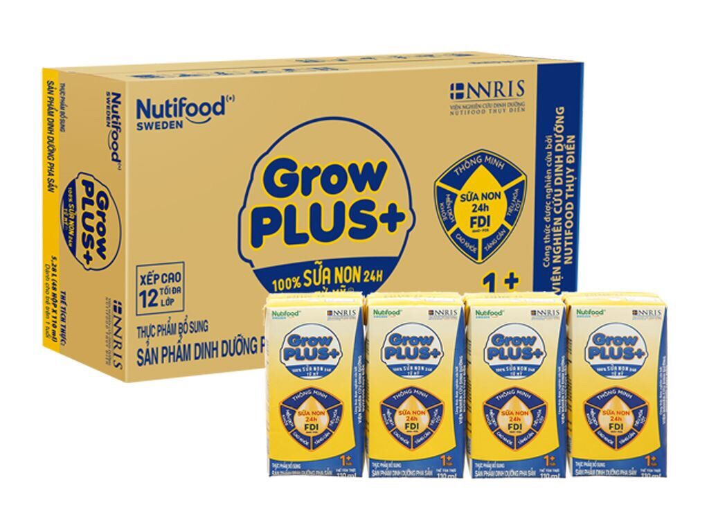 Thùng 48 hộp sữa Growplus vàng 180ml