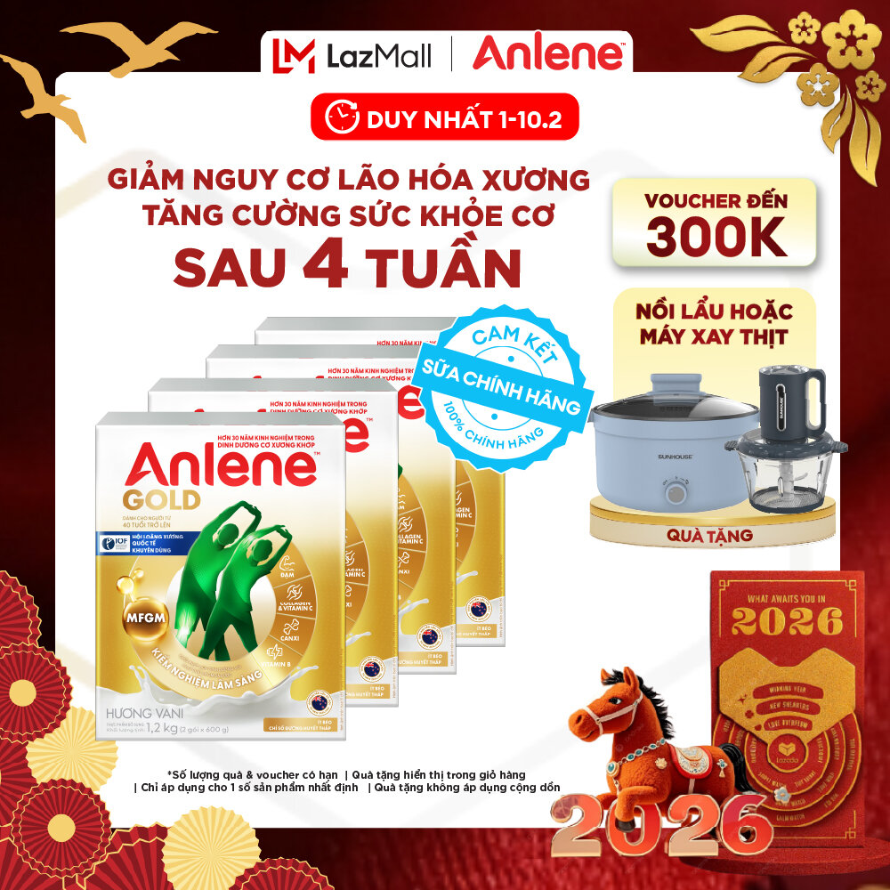 [Voucher giảm đến 26%]Combo 4 Sữa Bột Anlene Gold Hương Vani 1.2Kg
