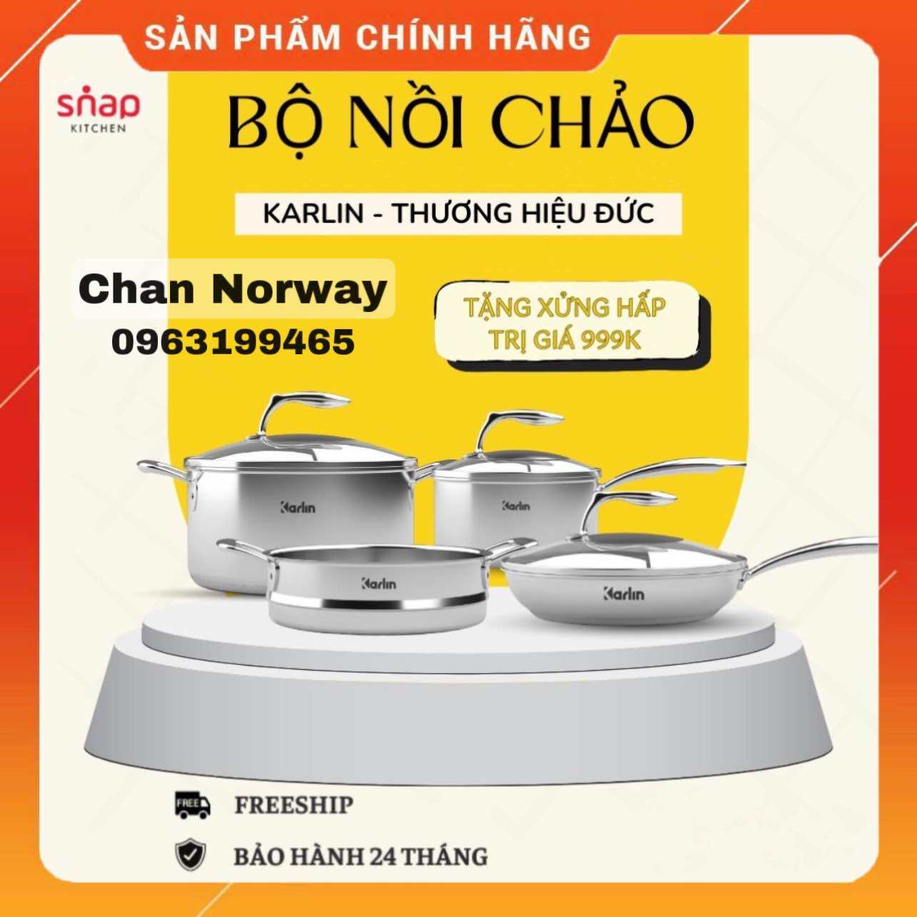 [CHÍNH HÃNG] Bộ Nồi Chảo Inox KARLIN - Đáy 5 Lớp - Chống Dính Tự Nhiên - Thương Hiệu Đức 🇩🇪