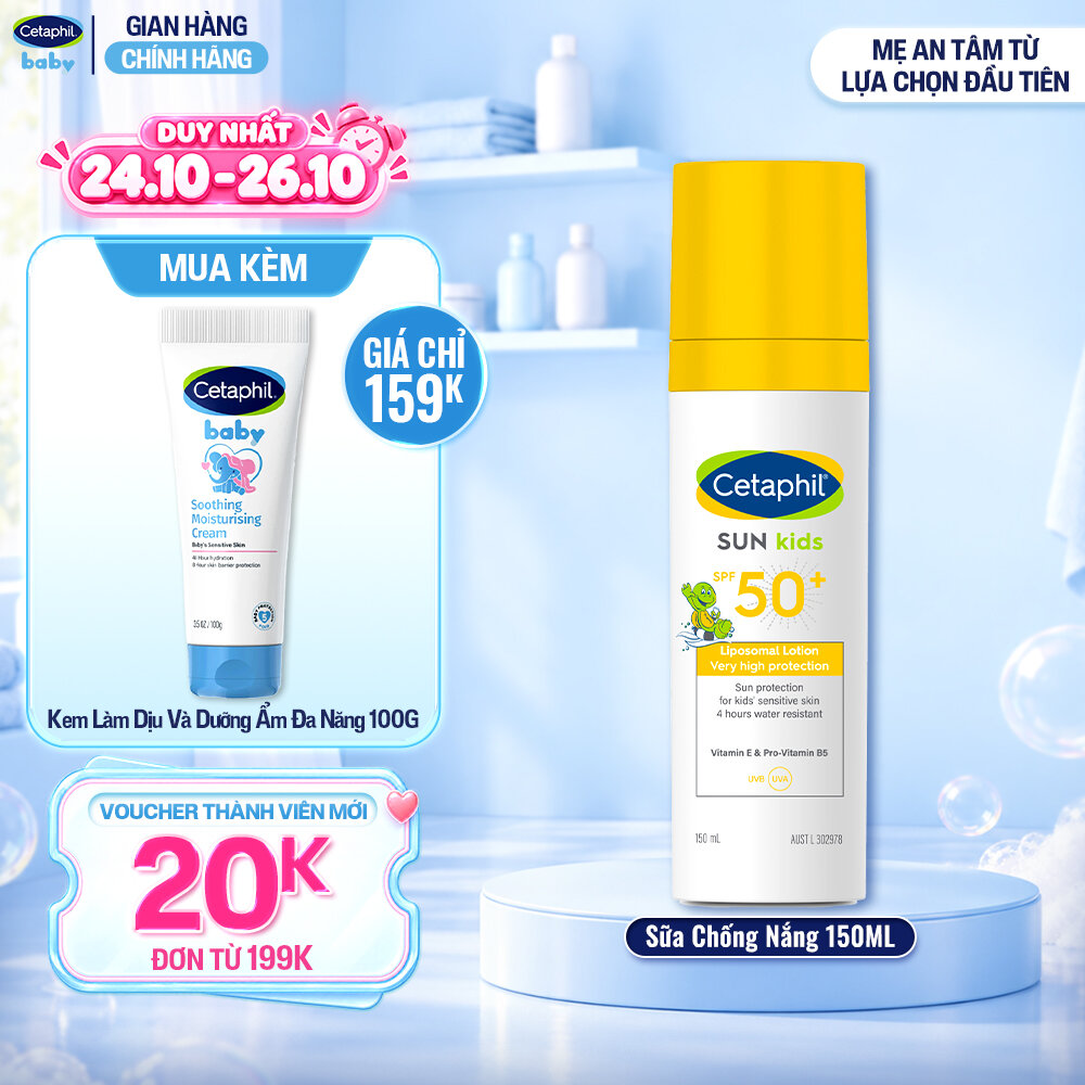 Sữa chống nắng dịu lành cho làn da nhạy cảm của bé từ 6 tháng tuổi CETAPHIL BABY SUN KIDS 150ML