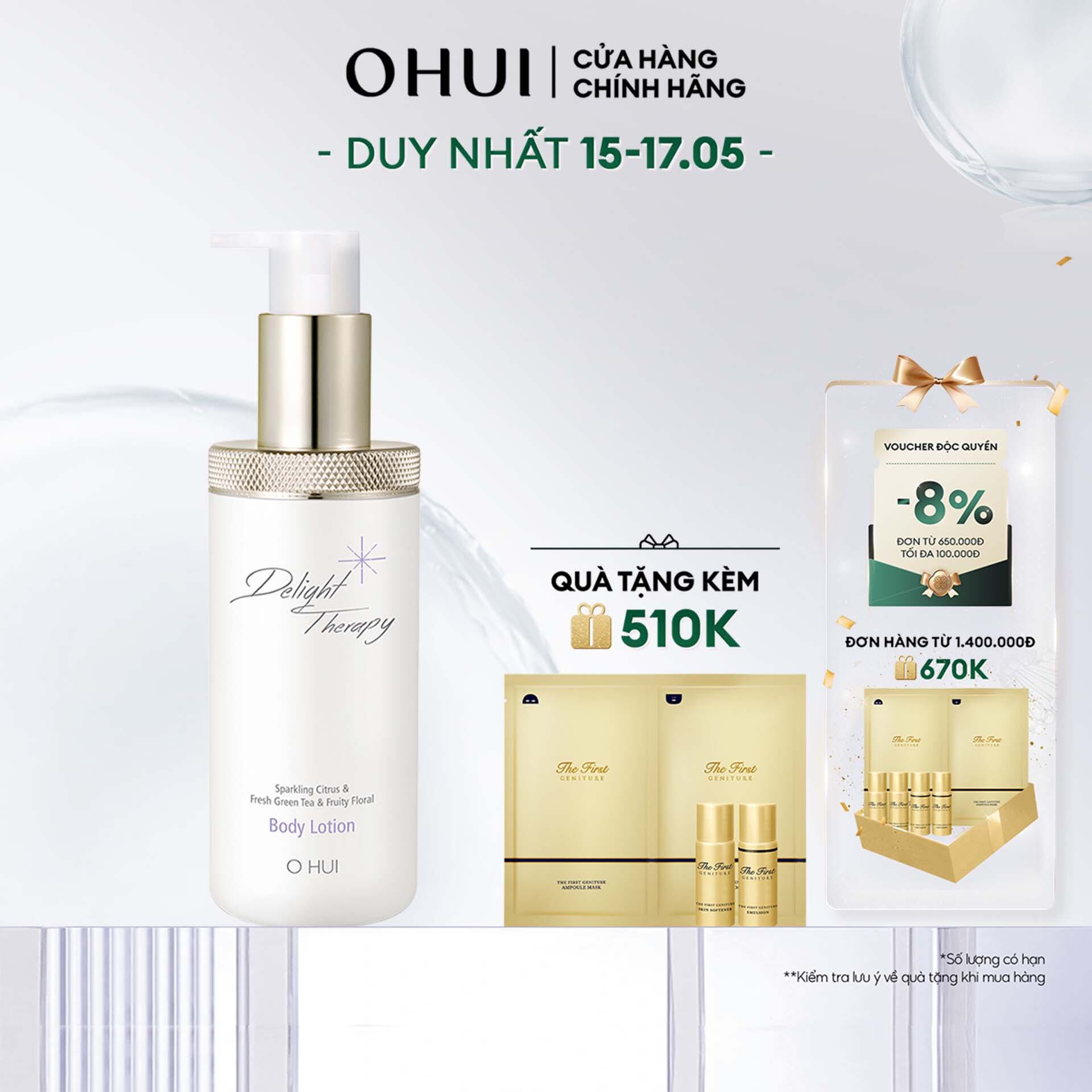 Sữa dưỡng thể da ẩm mượt mịn màng OHUI Delight Therapy Body Lotion 300ml