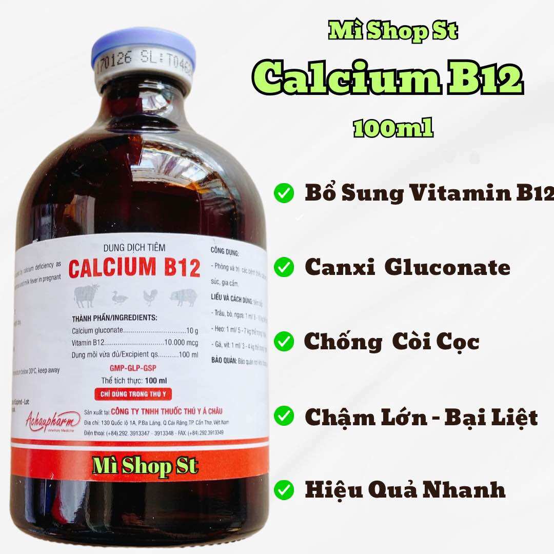 Calcium B12 Phòng bại liệt thiếu máu heo, trâu, bò, gà đá