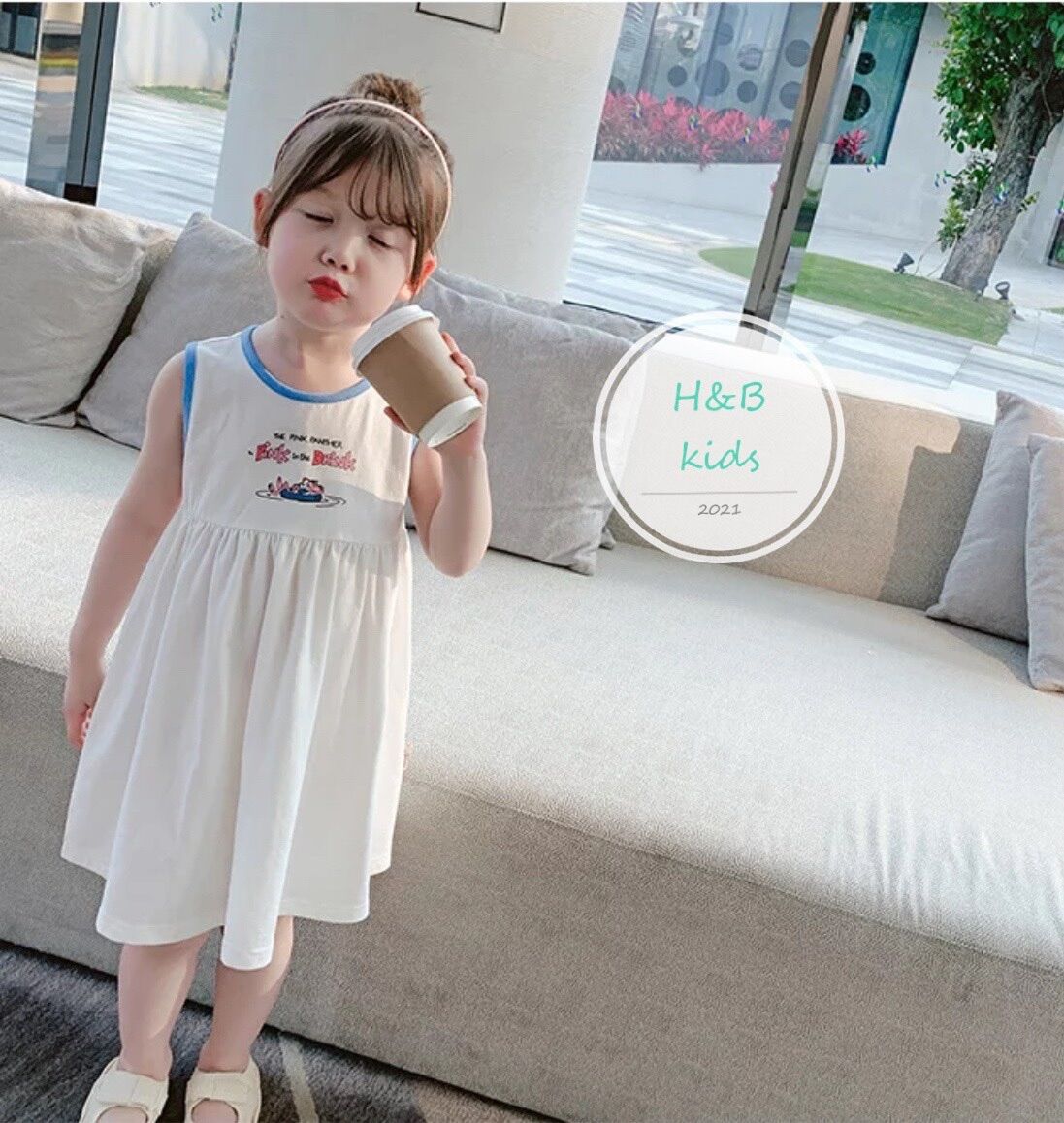 Váy thun cotton ba lỗ bé gái