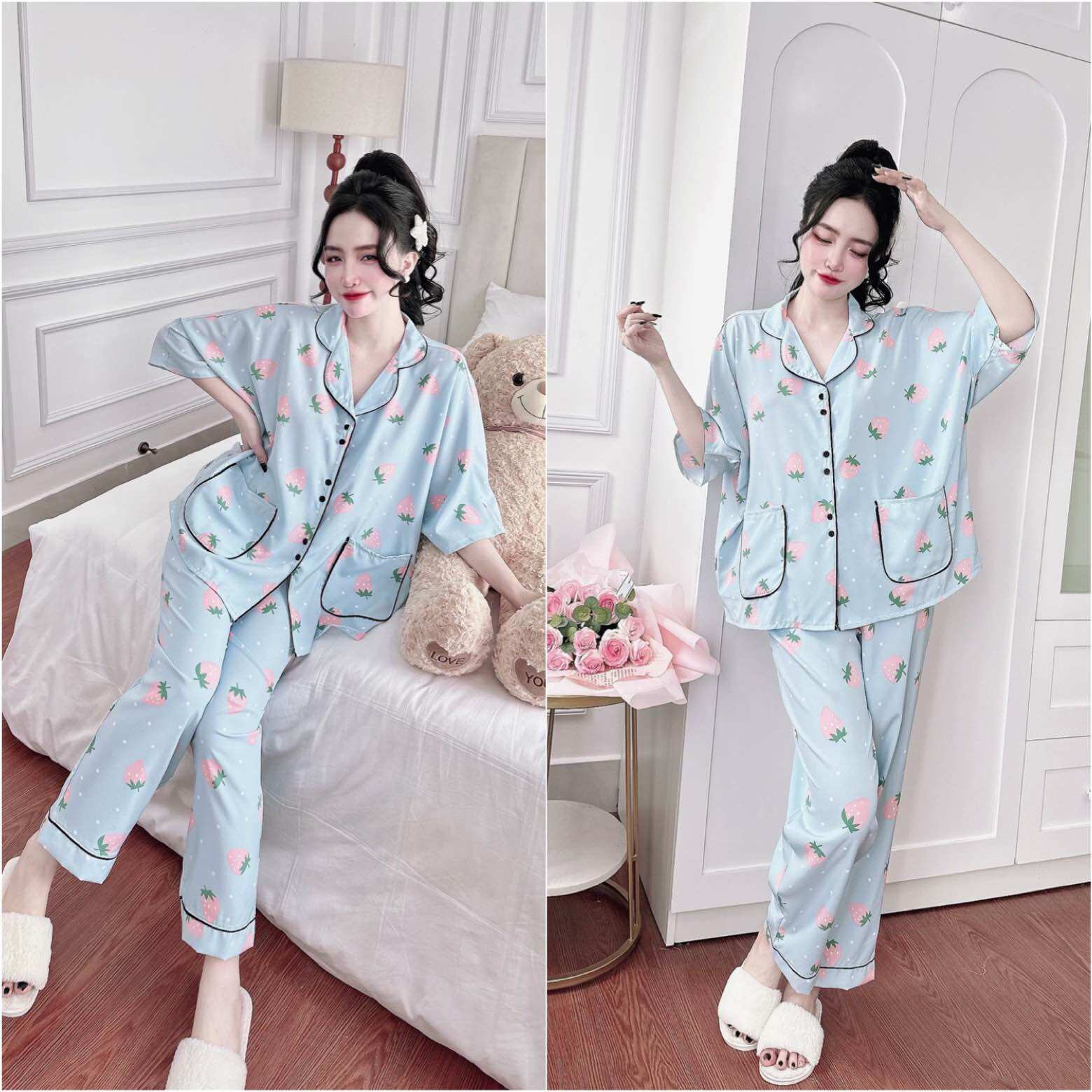 (Bigsize 50-110kg) - Đồ bộ mặc nhà Lụa Nhật/Lụa Maingô cao cấp
