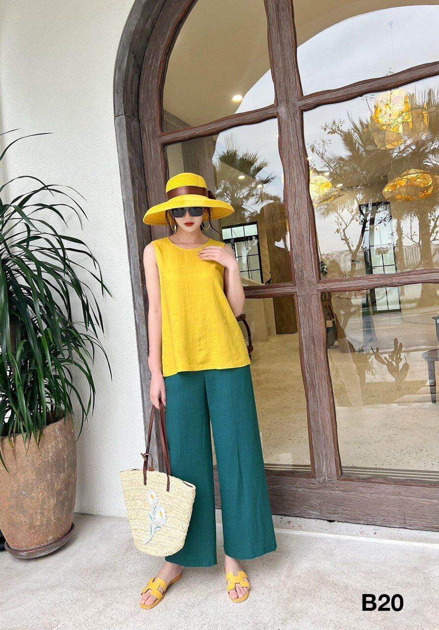 40-68kg Bộ đũi Set đũi tơ xước mềm mát bộ đũi sát nách quần dài đồ bộ nữ sát nách đồ đi biển