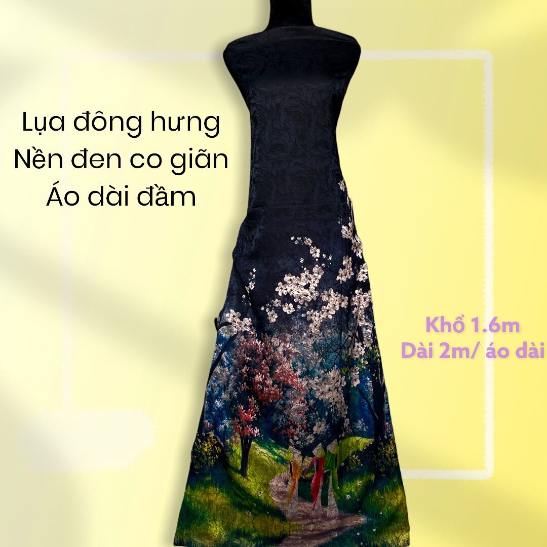 [2 mét]Vải áo dài lụa đông hưng hoa chân may áo dài đầm MS12107