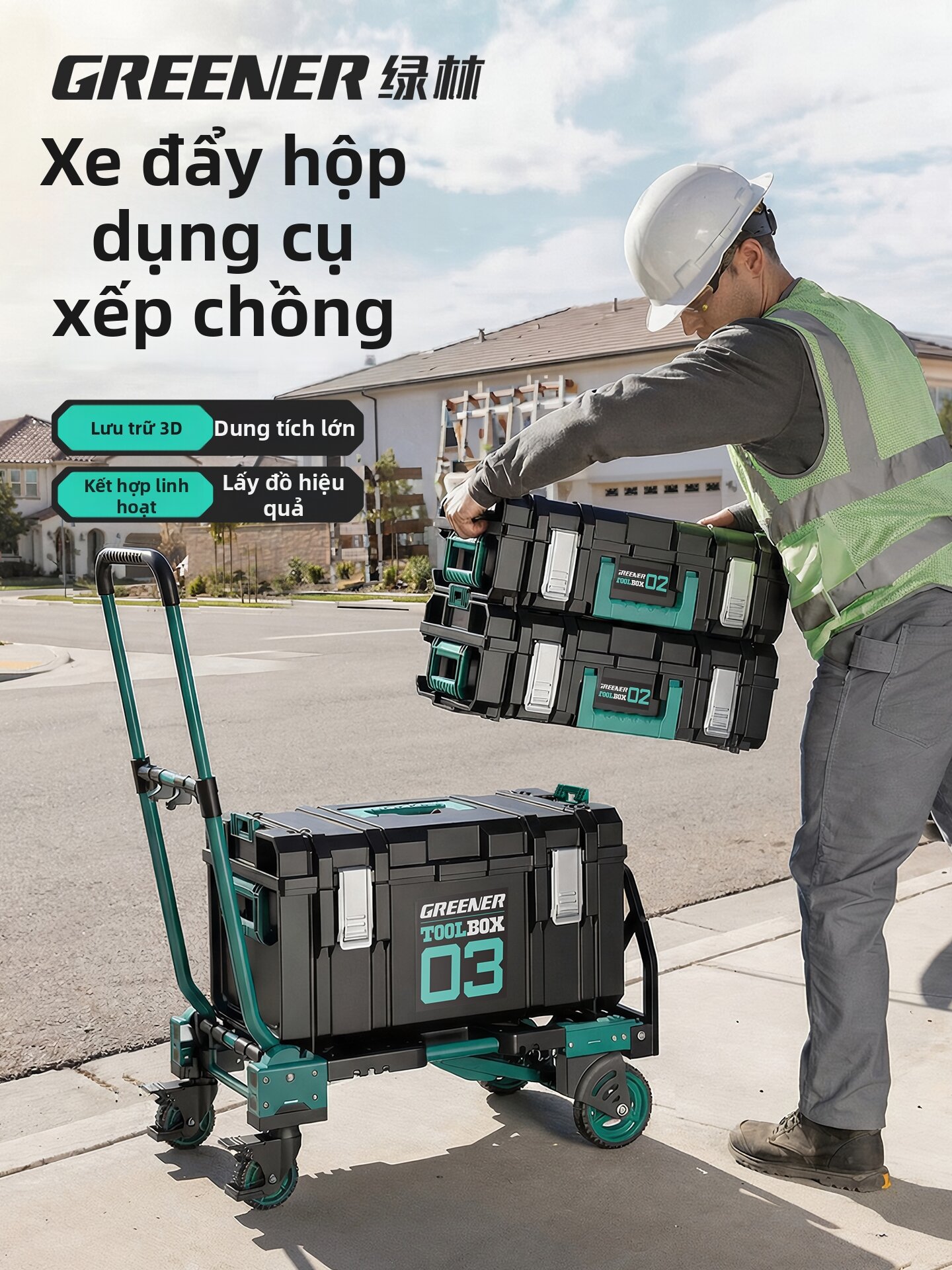 Greener | Industrial-grade Stacking Tool Box Set Giá 5,368,000 Đồng*Miễn phí vận chuyển