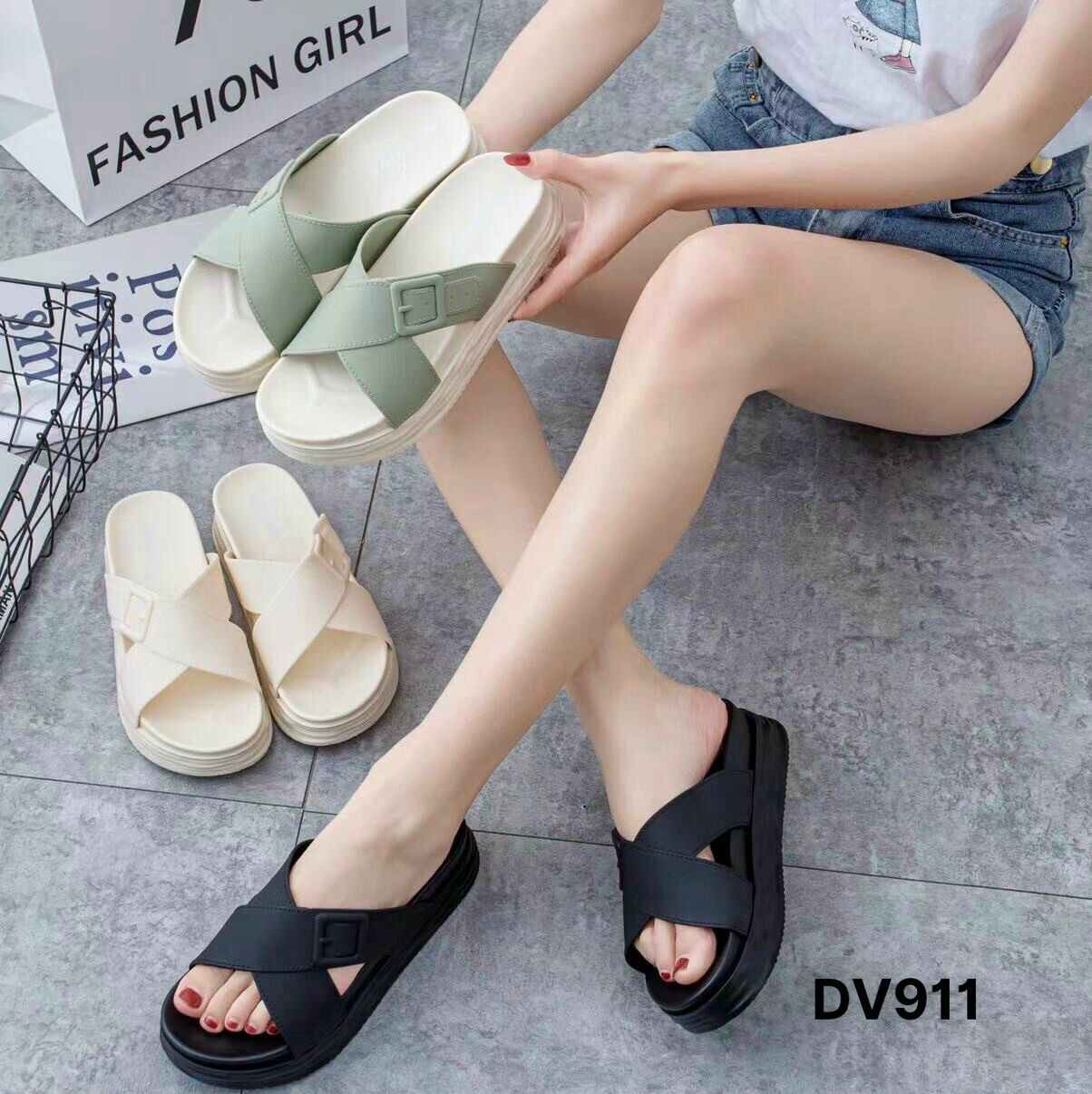 Dép cao su non đế 5p xuồng nữ, quai chéo Dv911