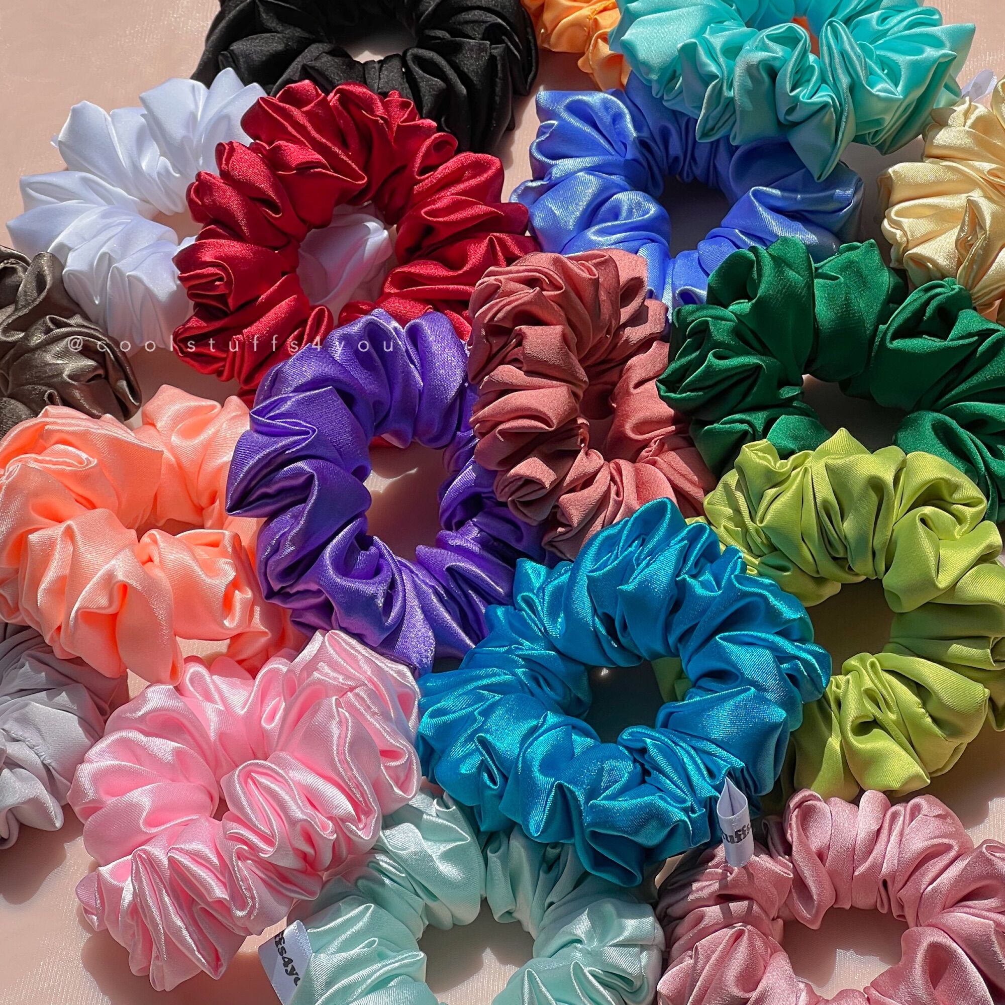Buộc Tóc Scrunchies Lụa Minisize Vải Mịn