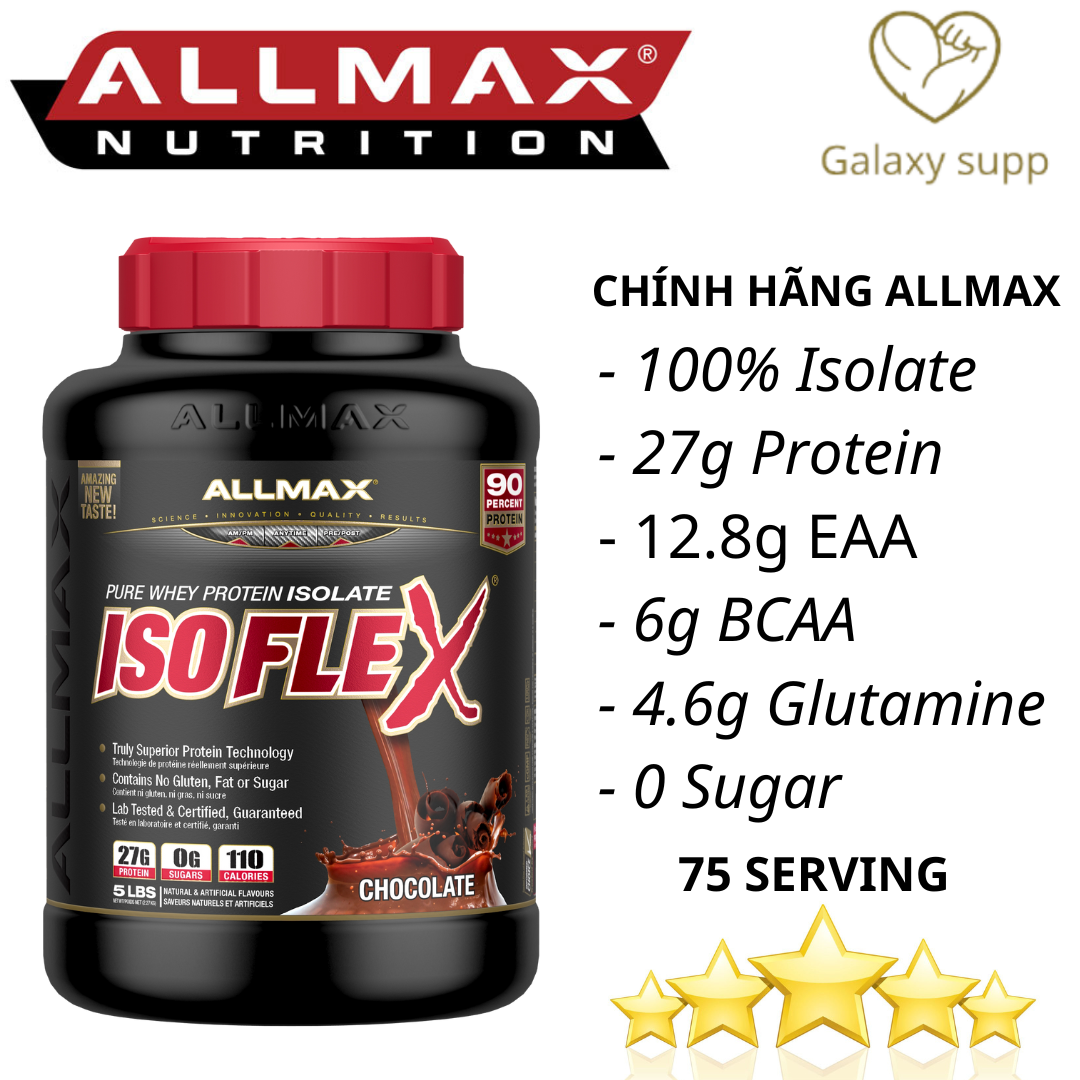 Allmax Isoflex Whey Protein Isolate Tăng Cơ Tinh Khiết 75 Servings