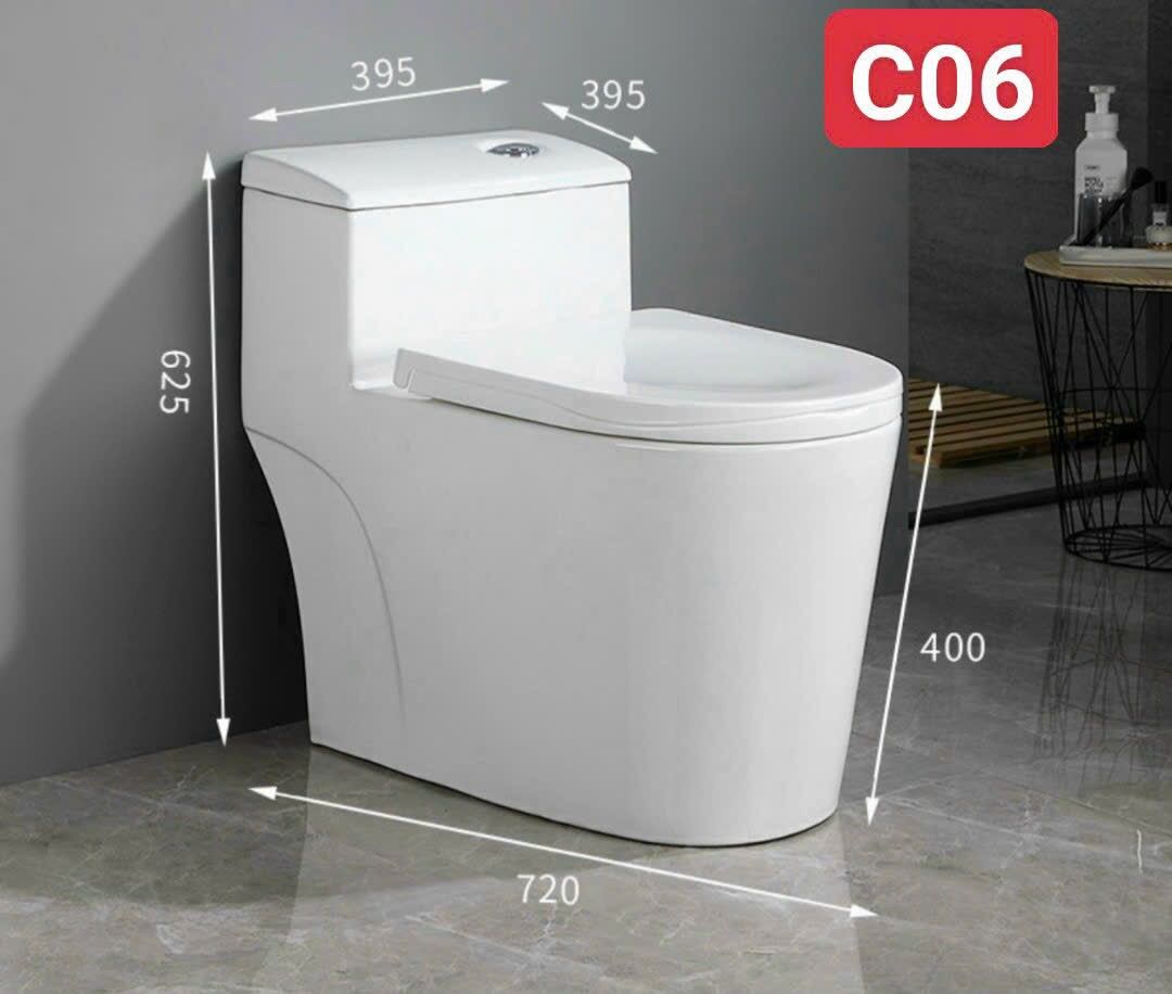Bồn cầu liền khối, bồn cầu xả xoáy, xả đẩy men nano, bồn cầu nguyên khối nắp rơi êm nhập khẩu