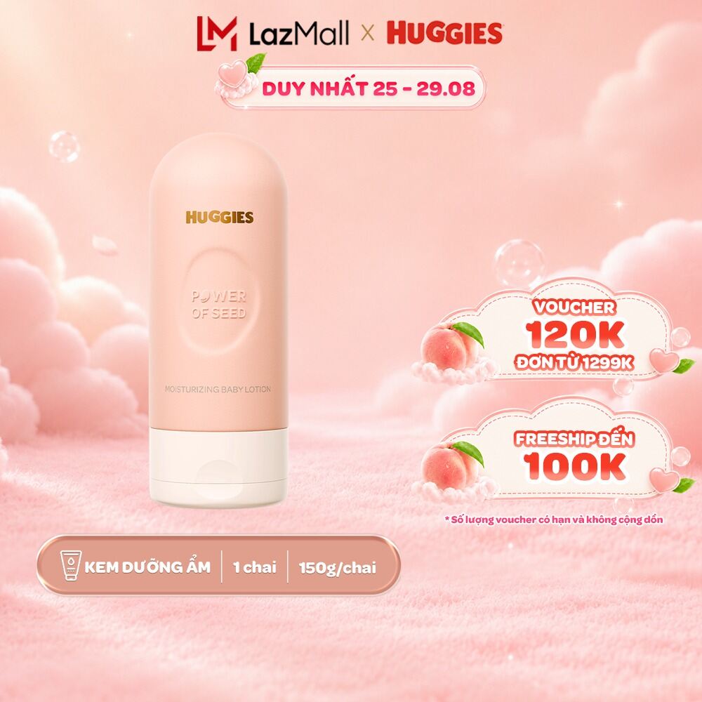 Kem dưỡng ẩm cho bé Huggies Power of Seed 150g MỚI với tinh chất Moroccan Seed oil quý hiếm