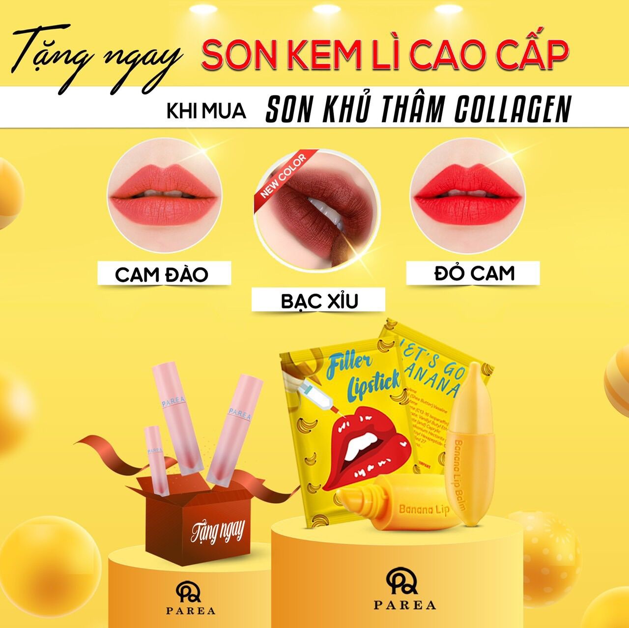 Son Chuối Filler Lipstick + son lì cam đất
