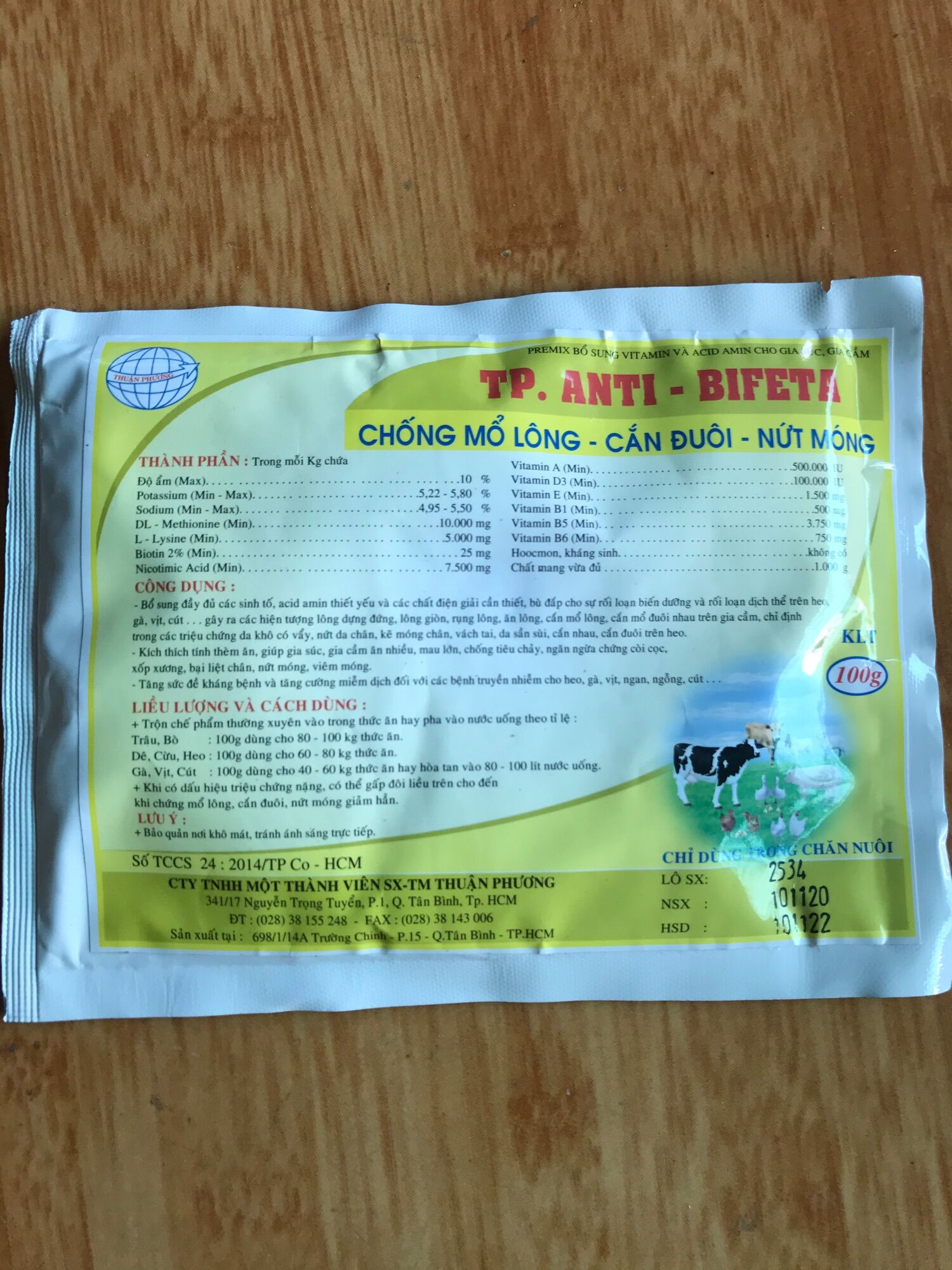 Freeship thuoc thu y TP-ANTI-BIFETA goi 100g