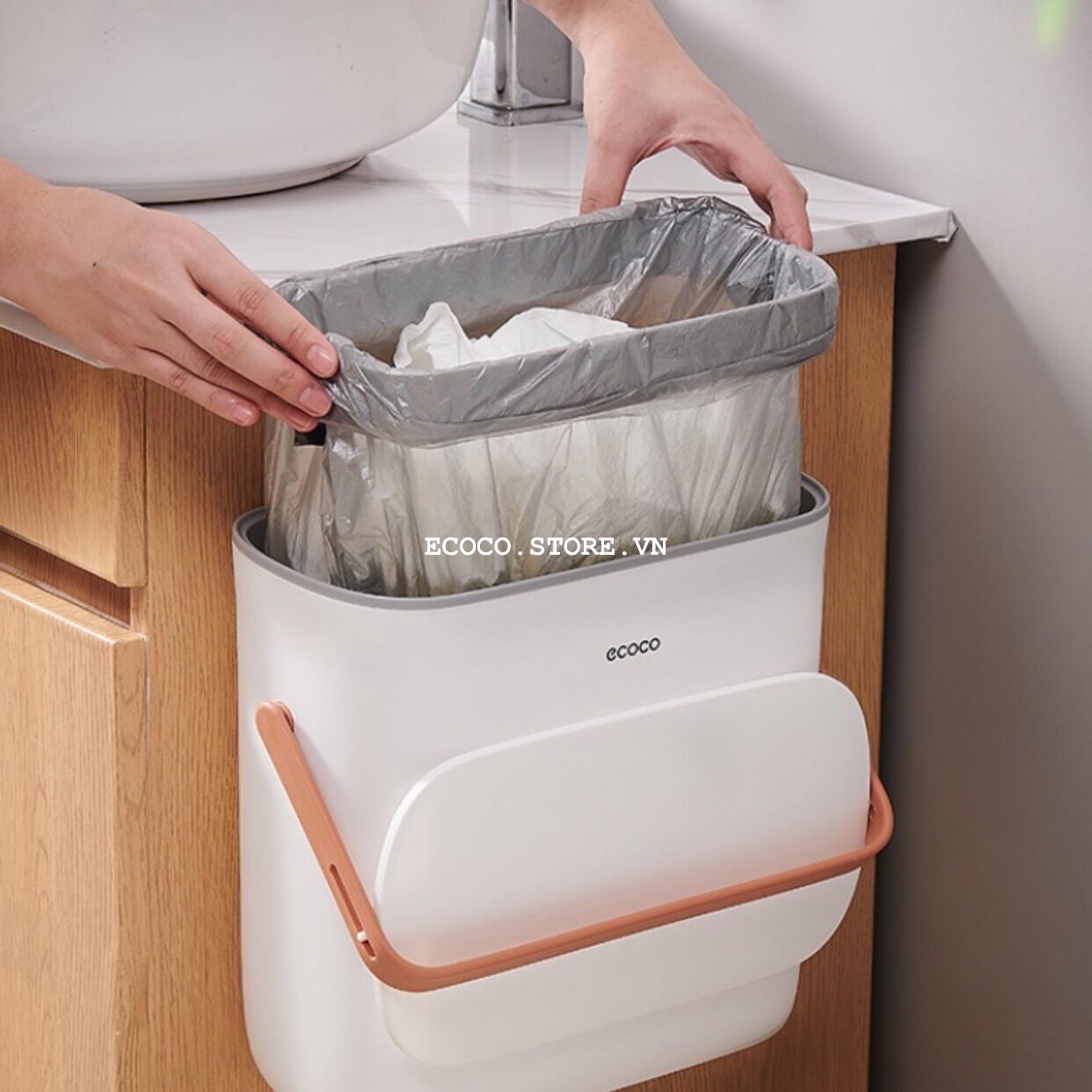 Thùng rác treo tủ bếp Ecoco, thùng rác dán tường Ecoco - ECOCO 2236
