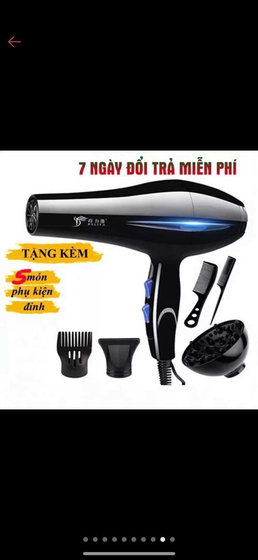 Máy sấy tóc 2 chiều công xuất 2400w cao cấp, tặng kèm 5 phụ kiện. Bảo hành 1 đổi 1 trong 30 ngày.