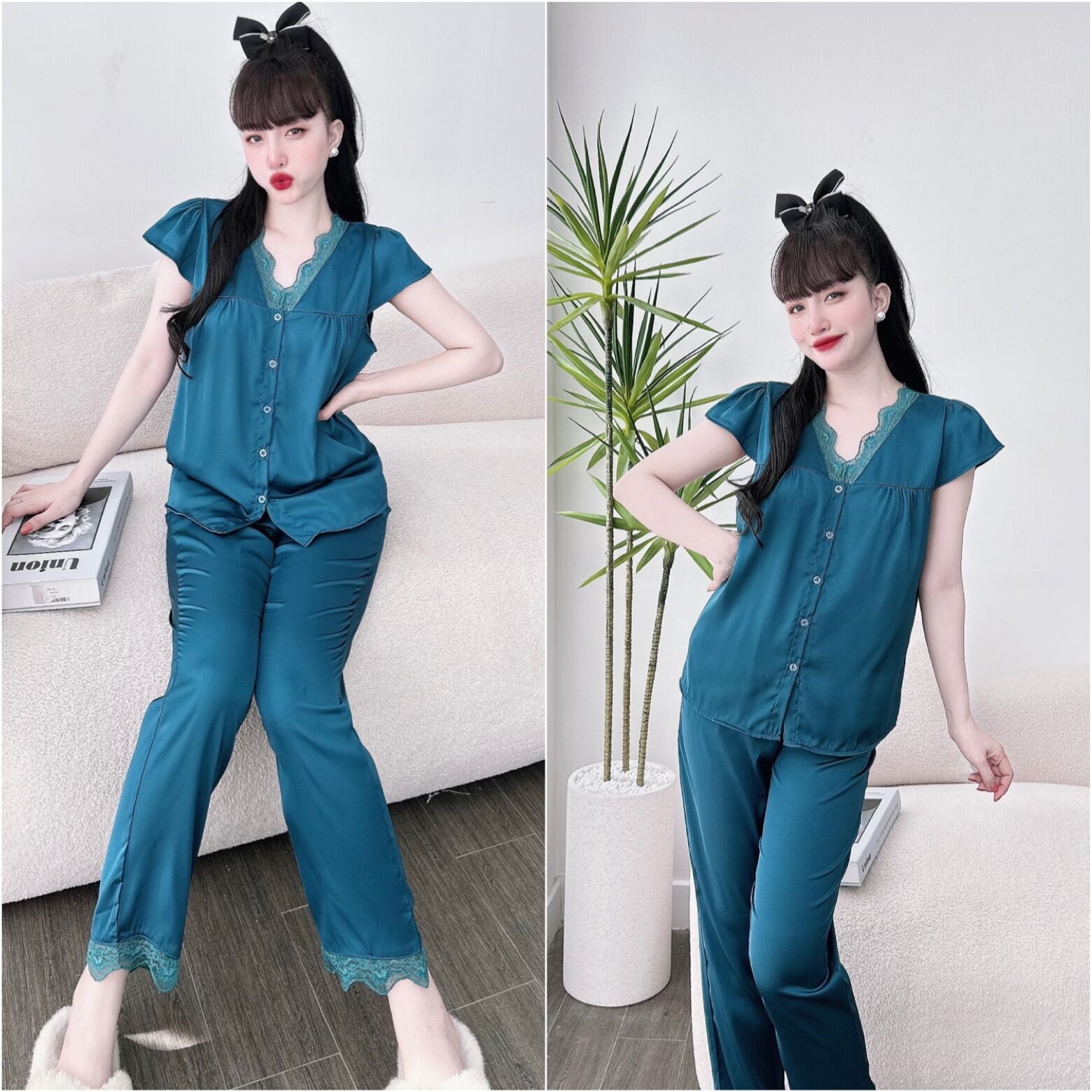 (50-90kg) Đồ bộ Lụa Latin Ren Bigsize Cao Cấp - Chuẩn form, chất đẹp