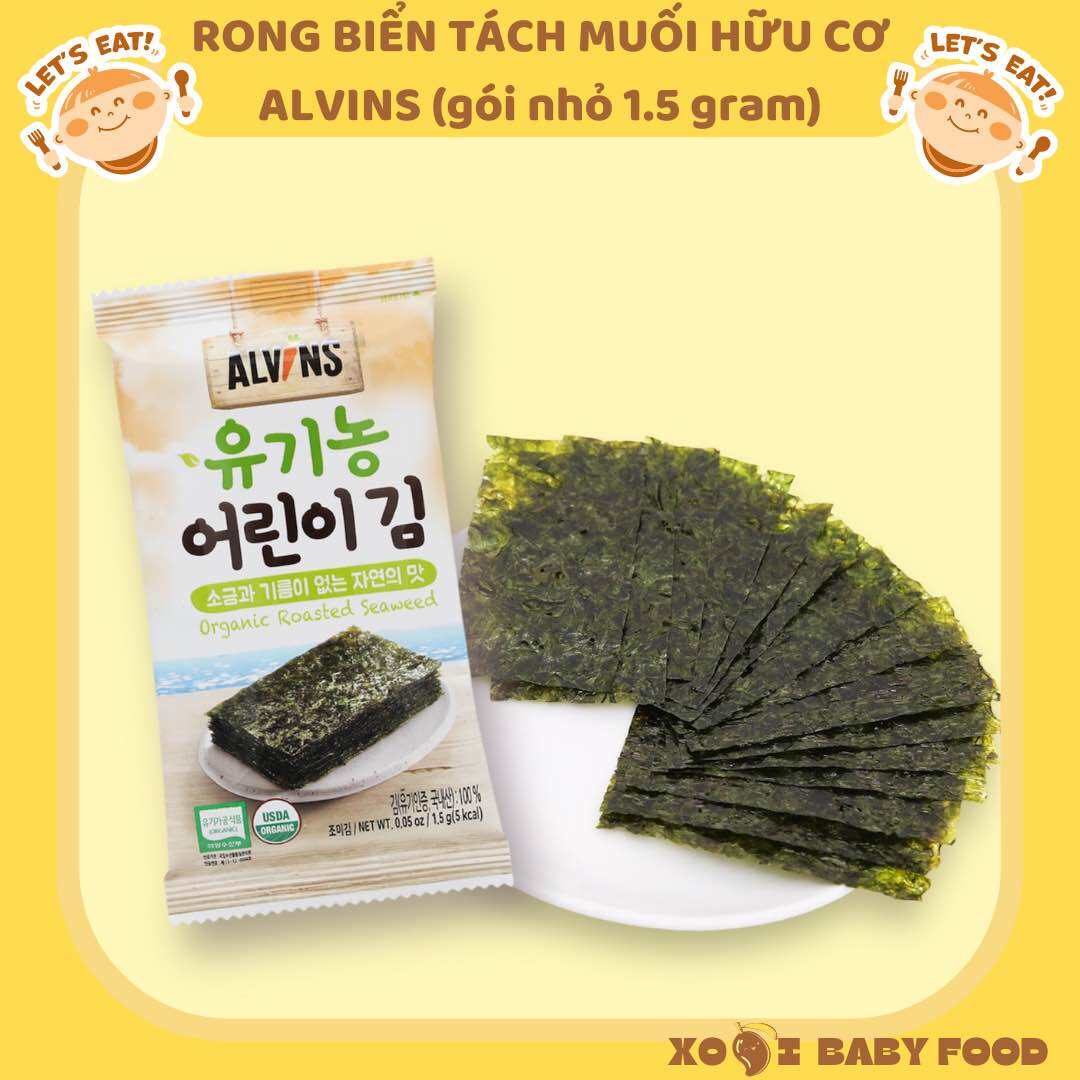 Date 4 2024 Rong biển tách muối hữu cơ Avinls Hàn Quốc 1 gói 1.5gr