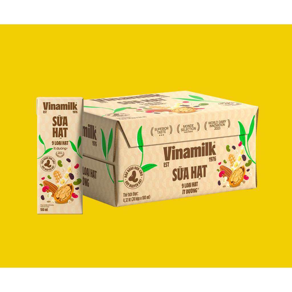 (Mẫu mới )Sữa 9 loại hạt Vinamilk Super Nut Ít đường -Thùng 6 Lốc* 4 hộp x 180ml