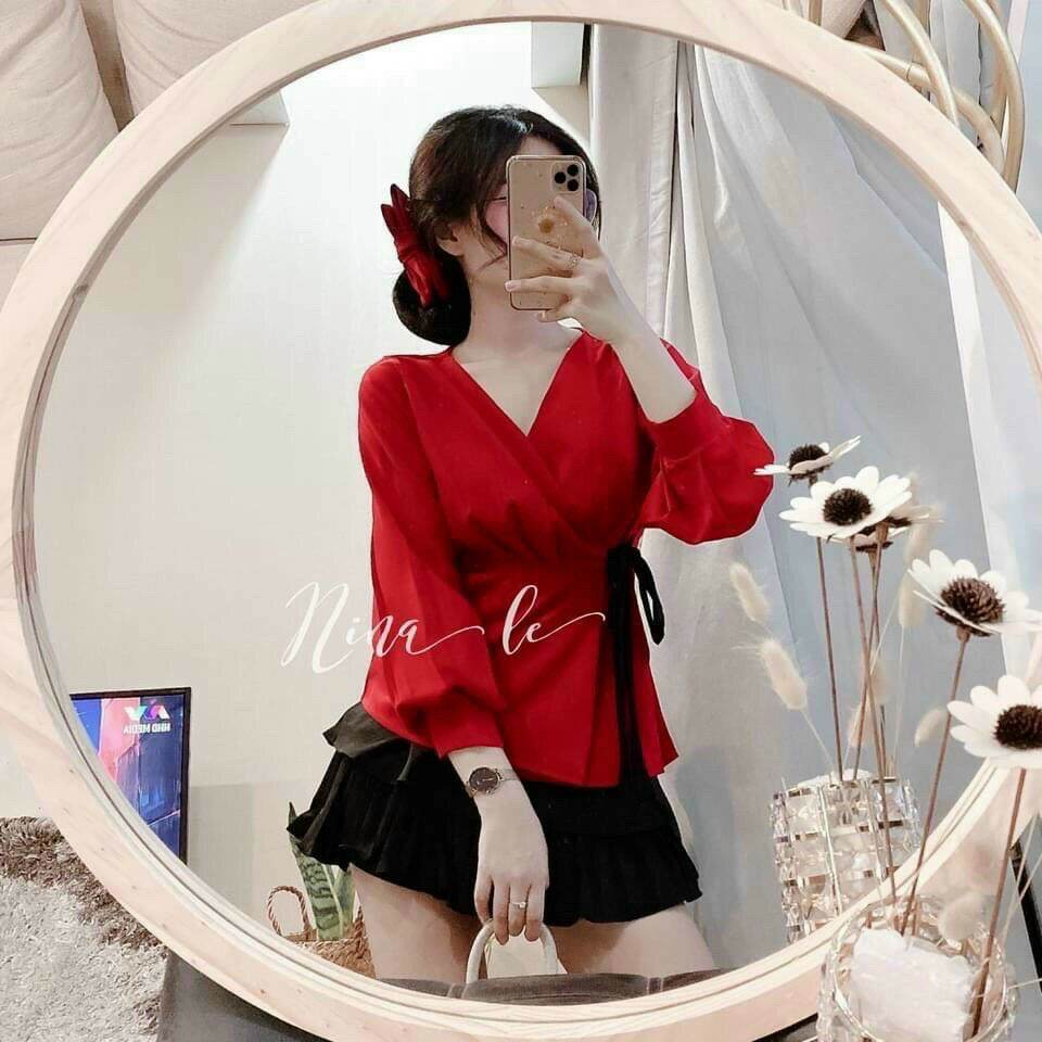 Áo babydoll hàn đỏ rực xinh