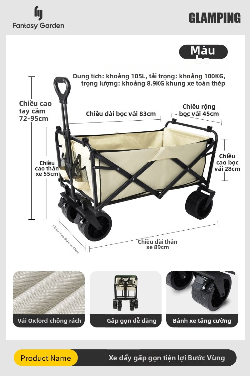 Folding Portable Camping Cart with Table - 4