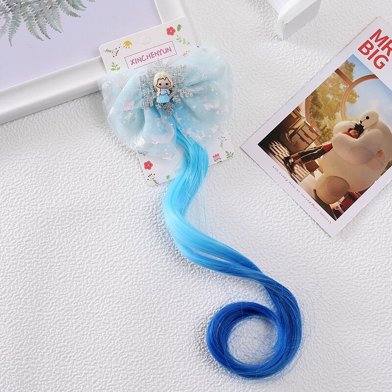 Kẹp tóc nơ ren Elsa, gắn tóc giả cho bé gái
