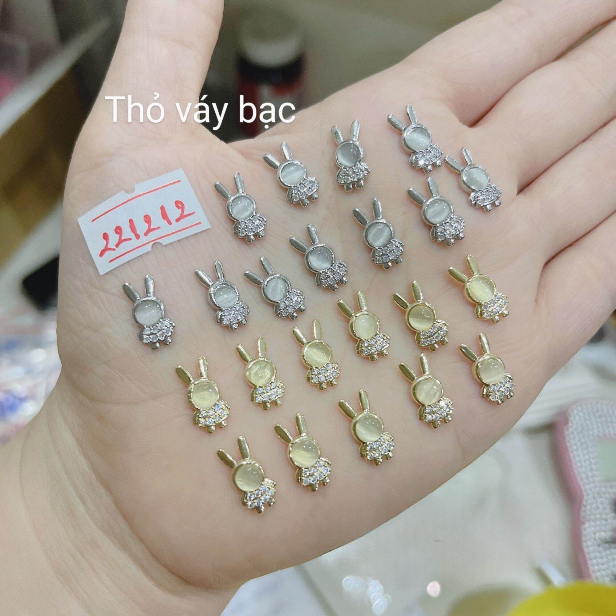Charm thỏ đính đá siêu sáng - Charm nail gắn móng tay cao cấp