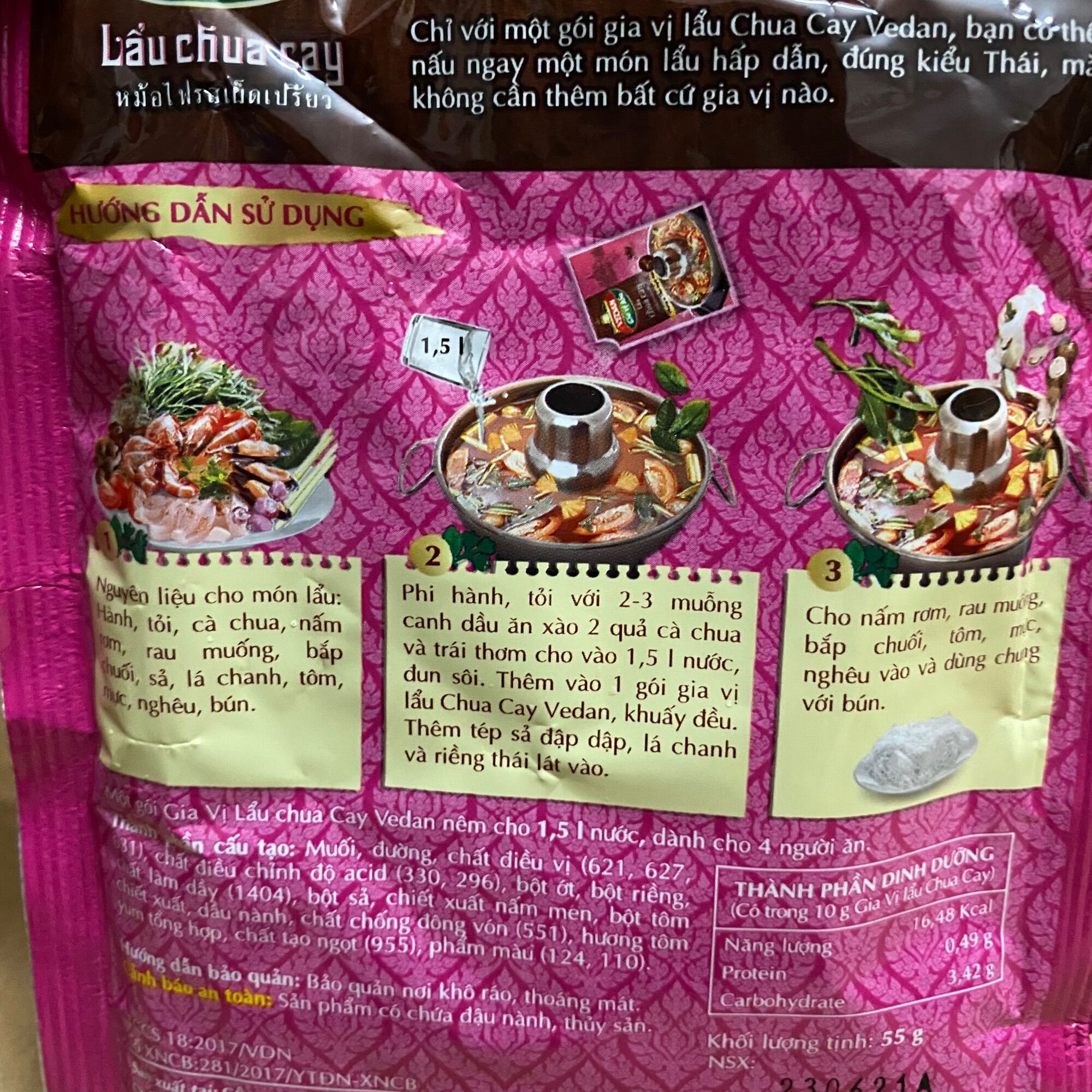 [55 g] Túi Bột Gia Vị Lẩu Chua Cay Vedan