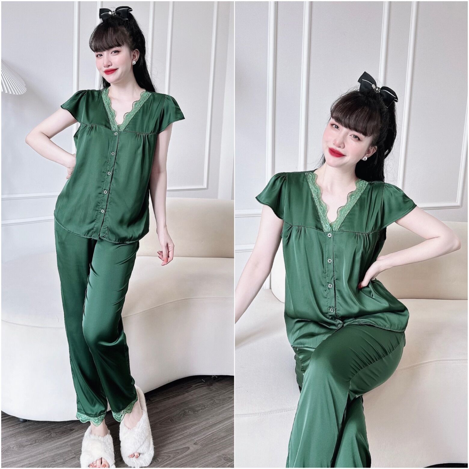 (50-90kg) Đồ bộ Lụa Latin Ren Bigsize Cao Cấp - Chuẩn form, chất đẹp