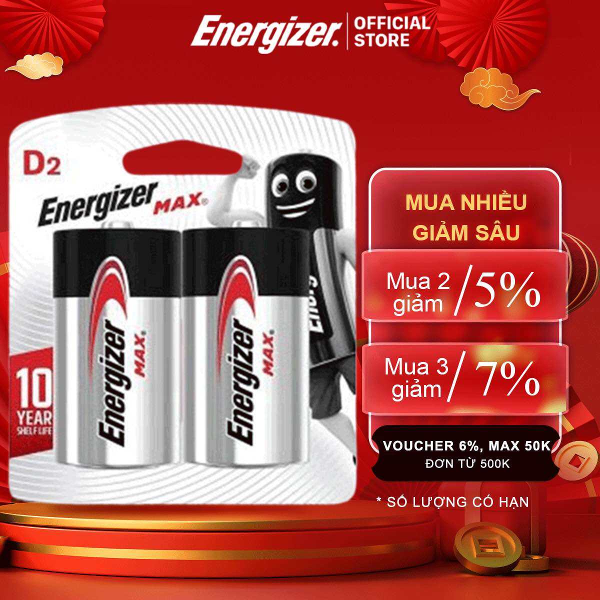 PIN D ENERGIZER MAX E95 BP2 - Hàng chính hãng