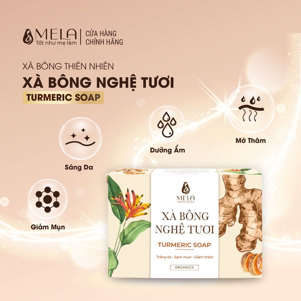 Xà Bông Nghệ Mela - Mua 2 Tặng 1 Túi Tạo Bọt