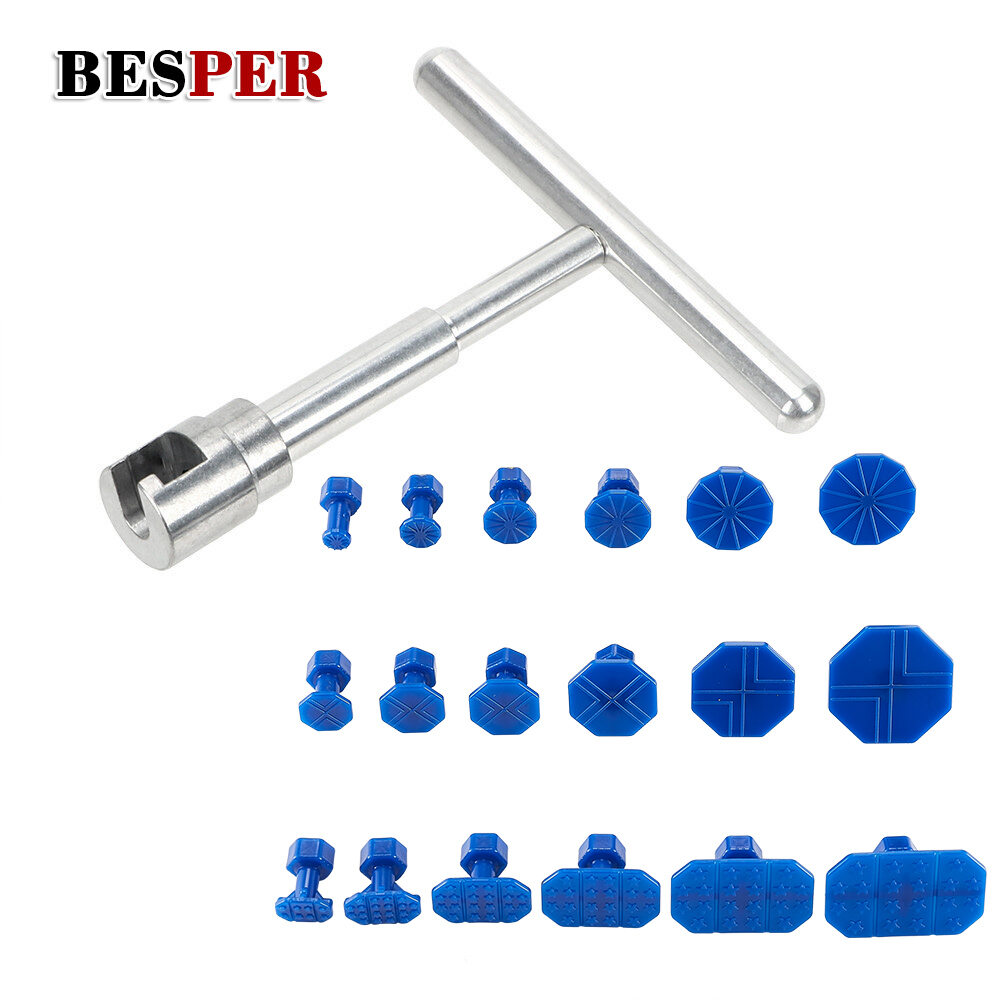 Đa Năng Ô Tô Xe Paintless Dent Bộ Dụng Cụ Sửa Chữa T Dent Ròng Rọc Dụng Cụ Tẩy Tự Động Thân Búa Ngược Keo 18 Bộ