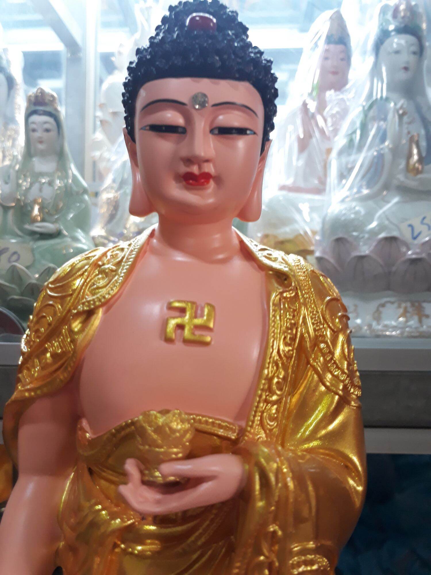 Tượng  phật adida dung 4 tấc  vàng  nhủ
