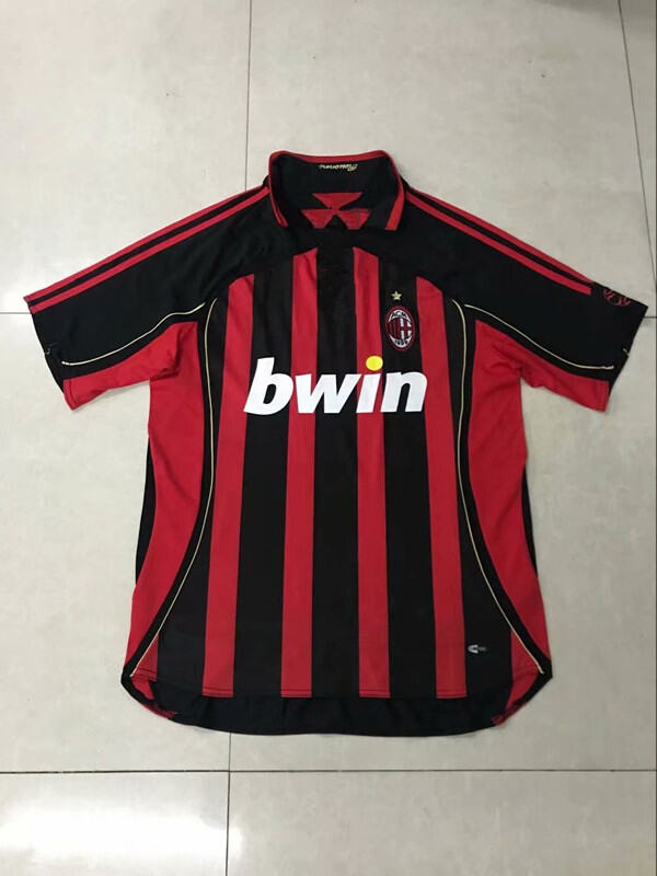 Áo Bóng Đá Cổ Điển Tay Ngắn Sân Nhà Milan 2006ac/Trang Phục Bóng Đá/Áo Sóng/Đỏ Đen 65 Tệ