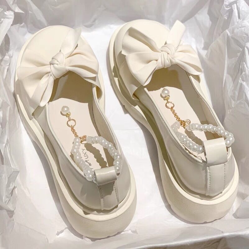 Giày búp bê lolita quai ngọc buộc nơ cao cấp