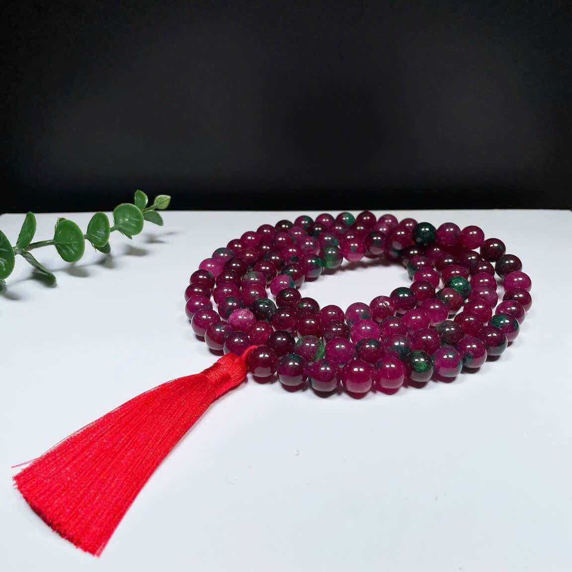 Chuỗi 108 hạt đá ruby phi hạt 10li rất đẹp