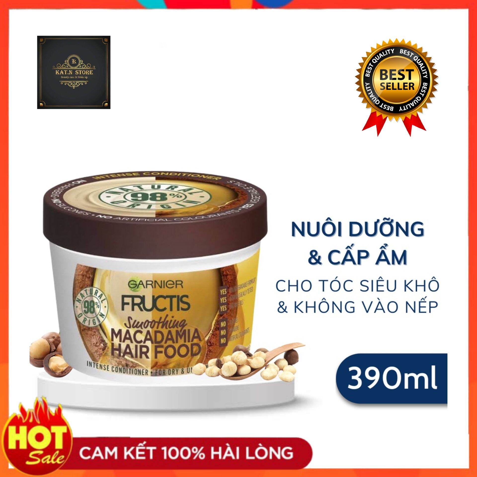 [BILL ÚC] MẶT NẠ Ủ TÓC GARNIER FRUCTIS SMOOTHING MACADAMIA HAIR FOOD 390ML
