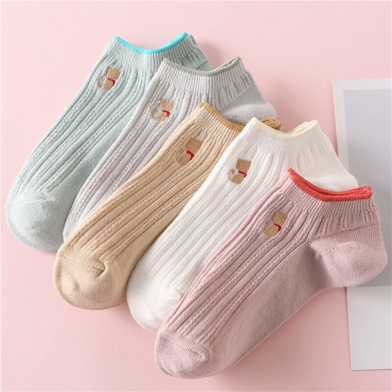Set 5 đôi tất vớ cổ ngắn - tất nữ nam cổ ngắn phong cách