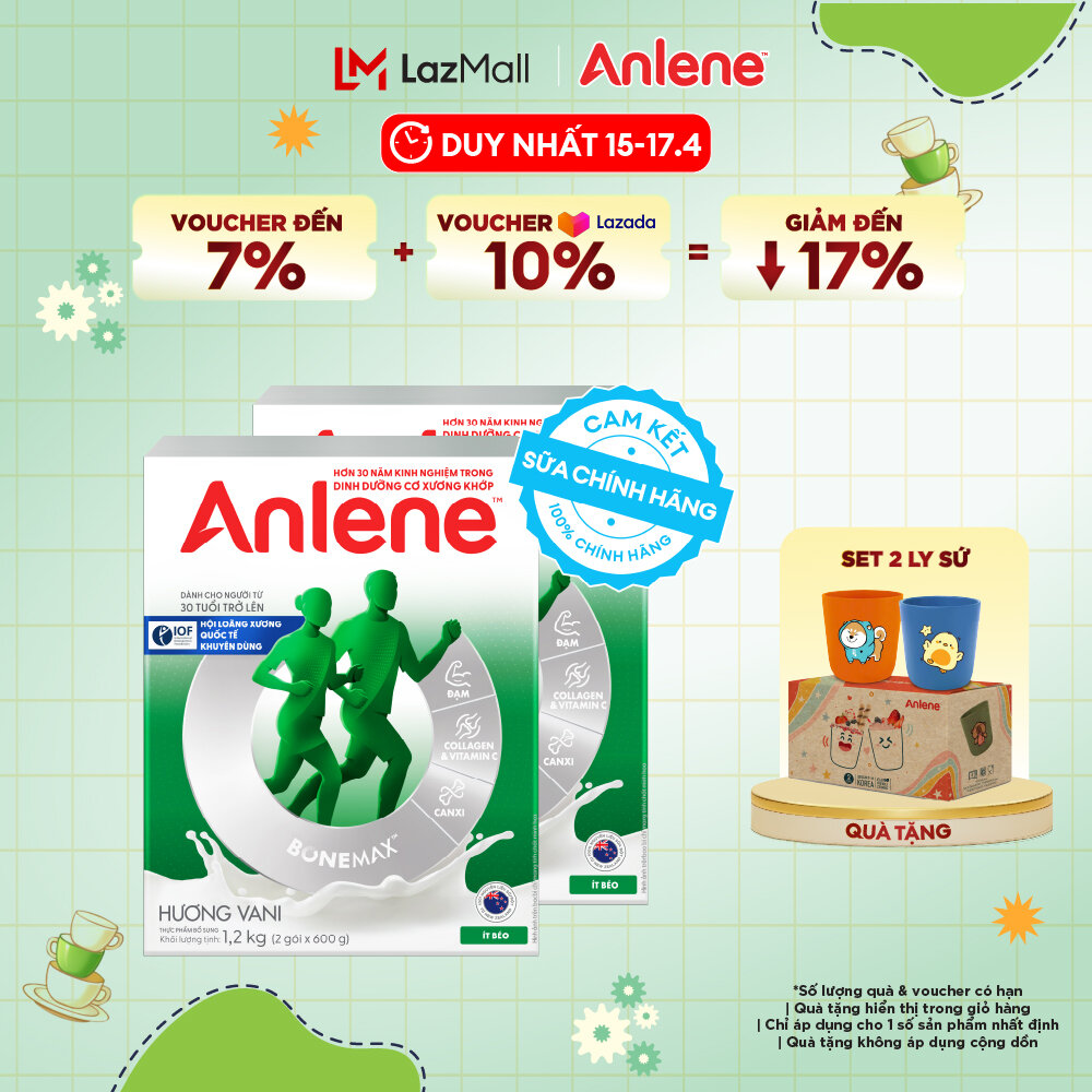 [Voucher giảm đến 26%]Combo 2 Sữa Bột Anlene Hương Vani 1.2Kg