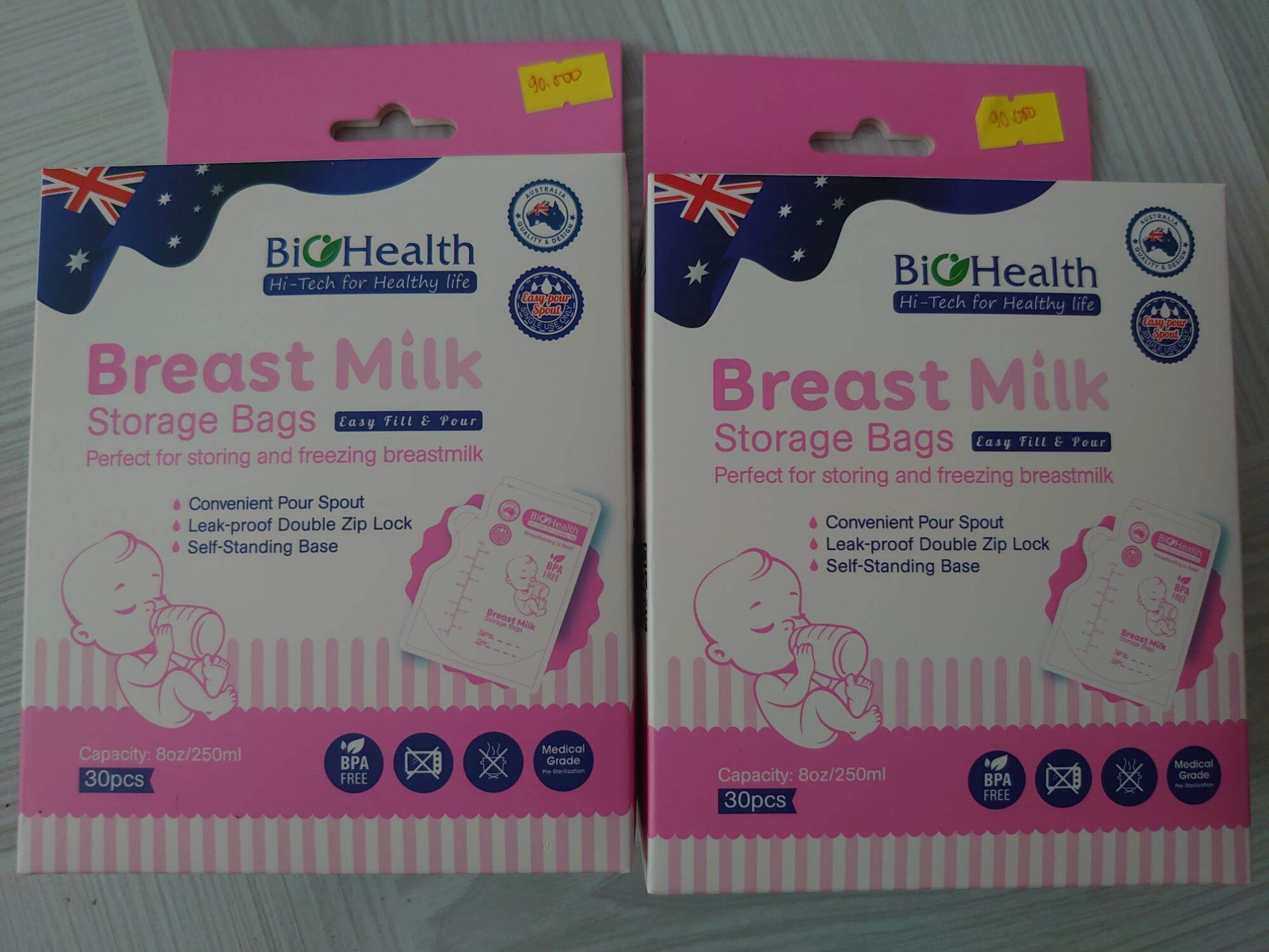 túi trữ sữa tiệt trùng biohealth 250ml,150ml