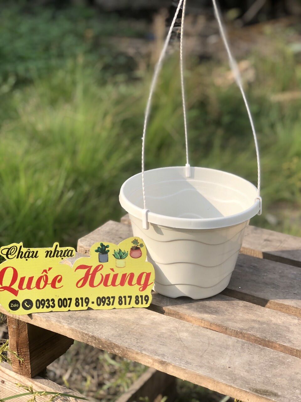 Combo 10 chậu treo sóng biển trắng