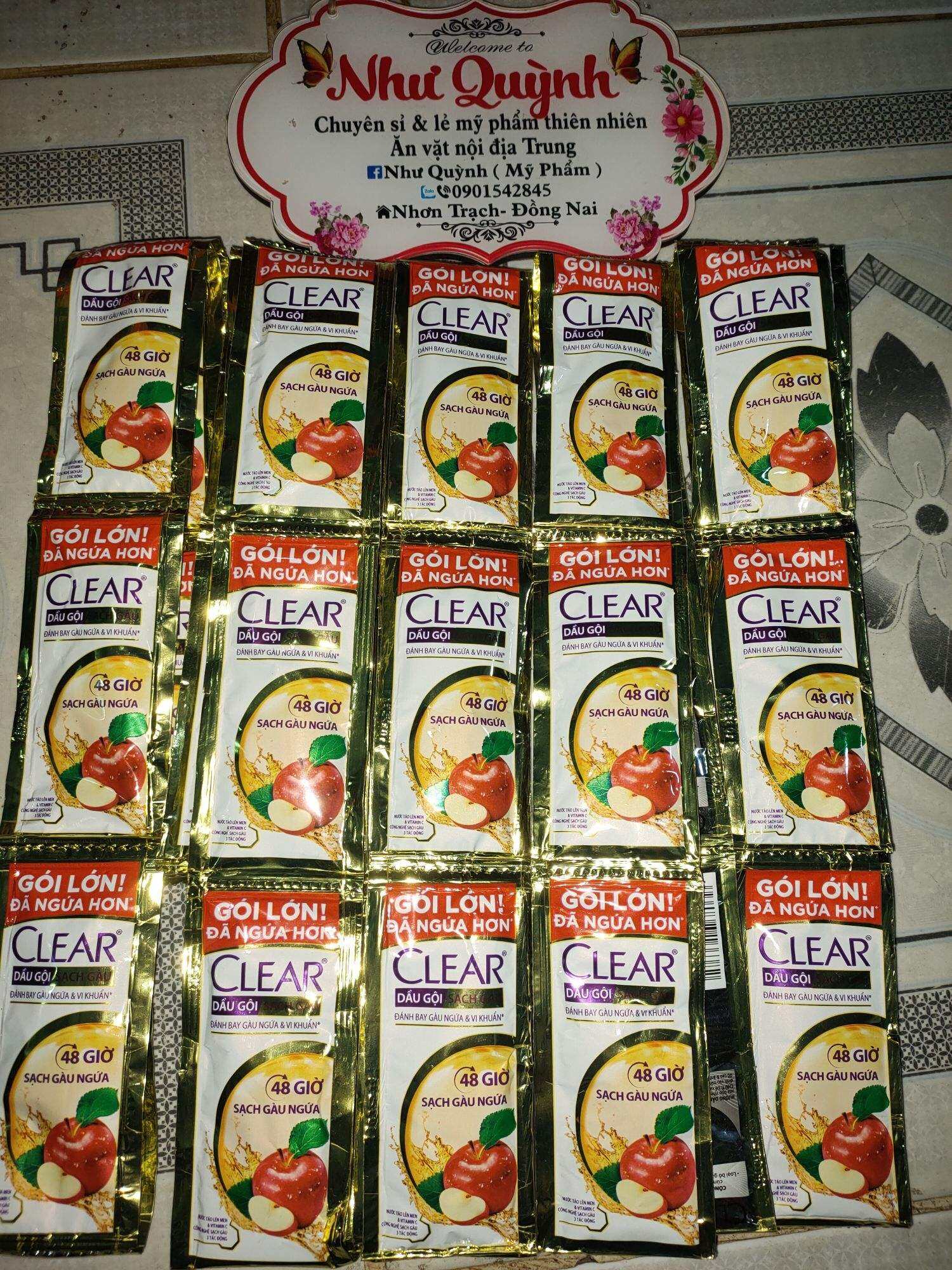 1 dây dầu gội clear táo 48h sạch gầu ngứa 10 gói