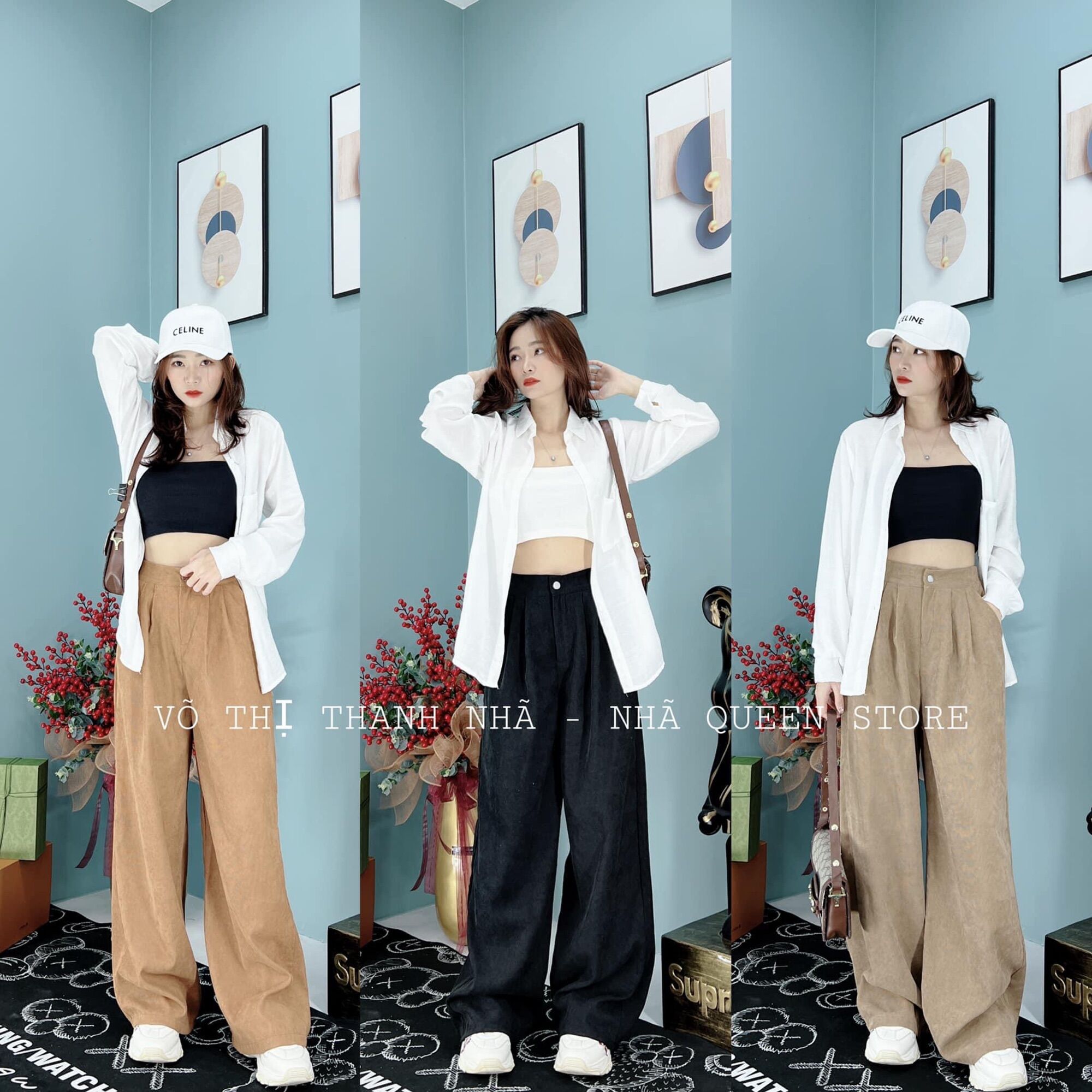 Set Sơ Mi Tay Dài Kate 1 Túi + 2 Dây Trơn