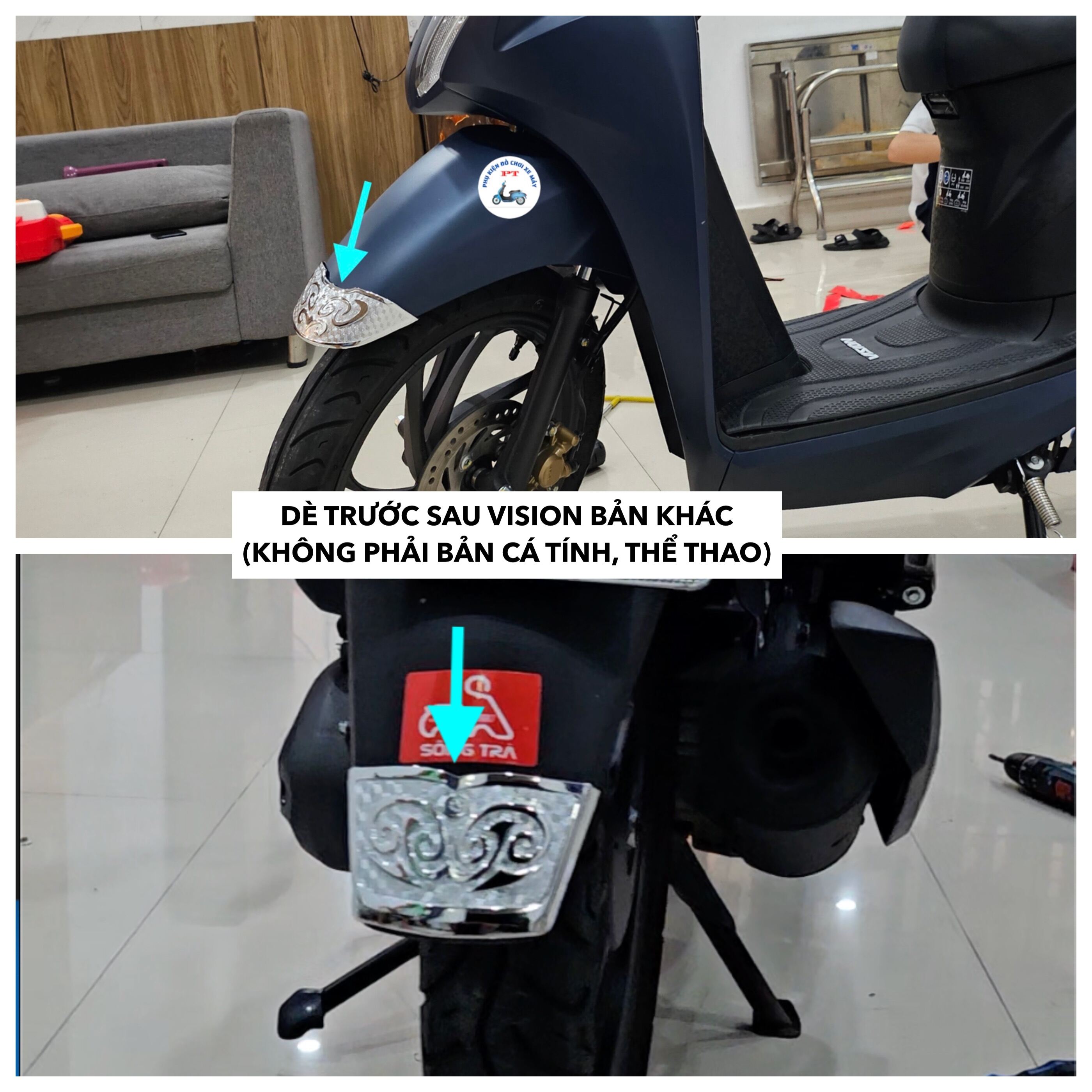 Bộ Ốp Xe Honda Vision đời 2021 2022 2023 - Xi mạ crom - Bản Cá Tính Bản Thể Thao Bản Đặc Biệt Bản Th